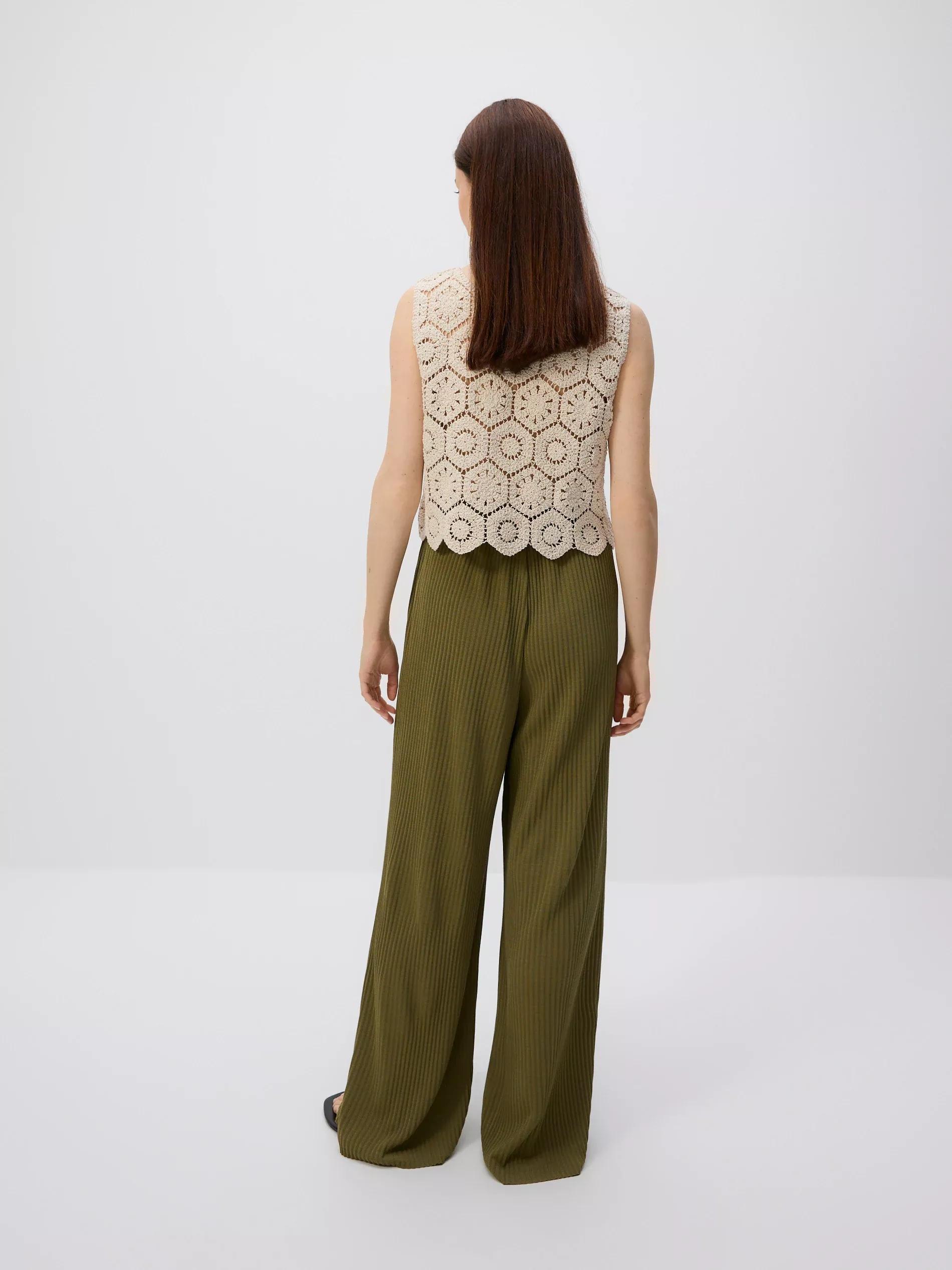 Green Loose Rib Knit Trousers, , large image number 3