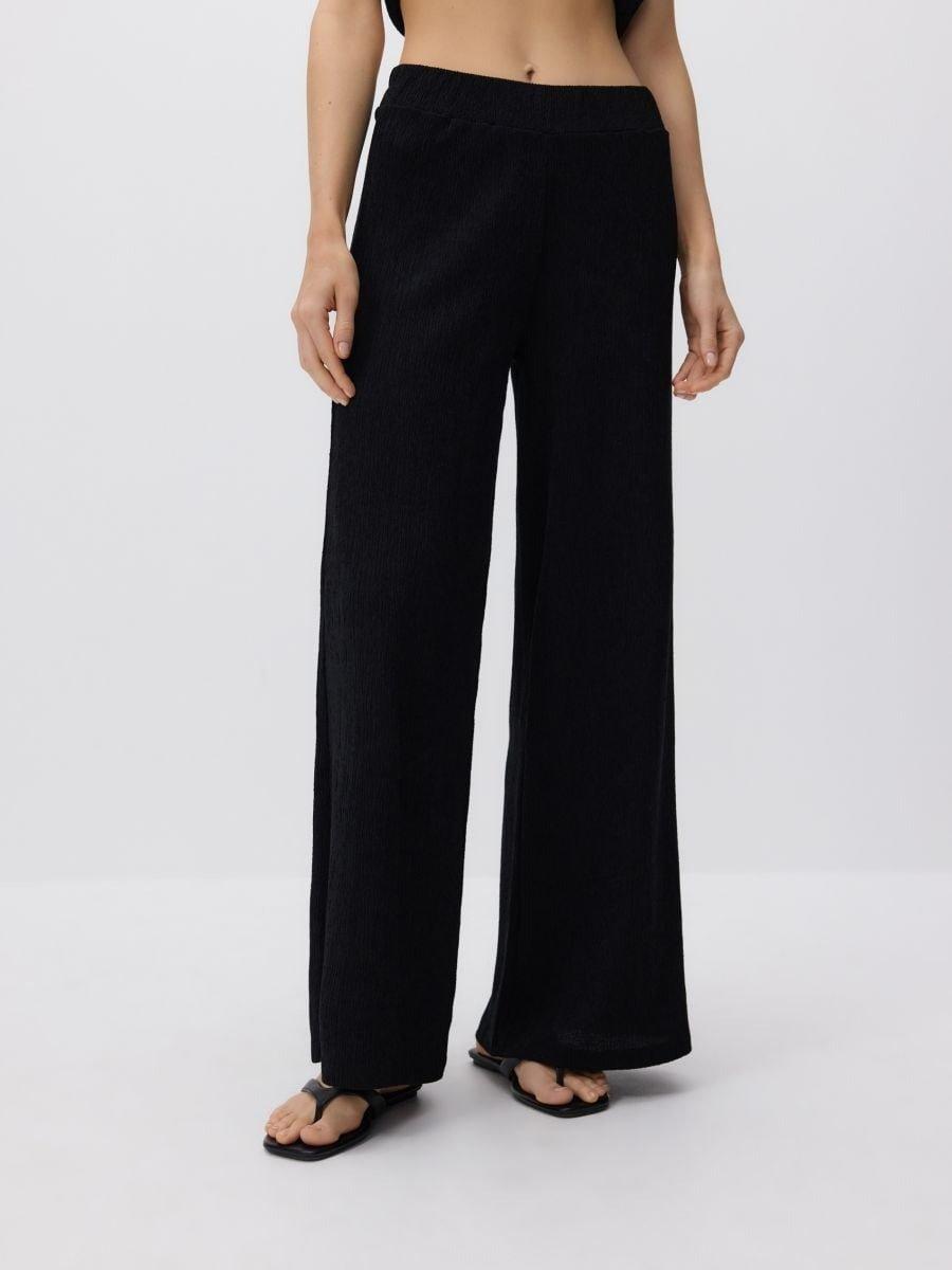 Black Trousers Made Of Structured Fabric, , large image number 2