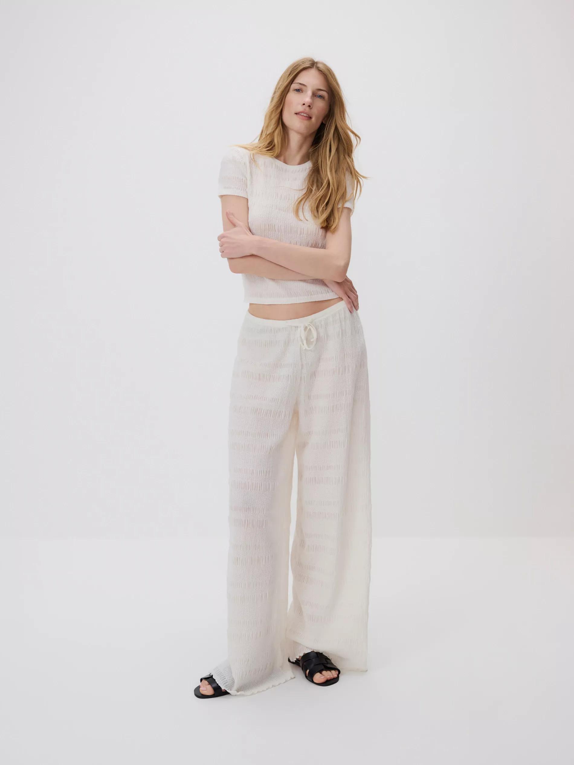 Beige Structural Fabric Trousers, , large image number 2