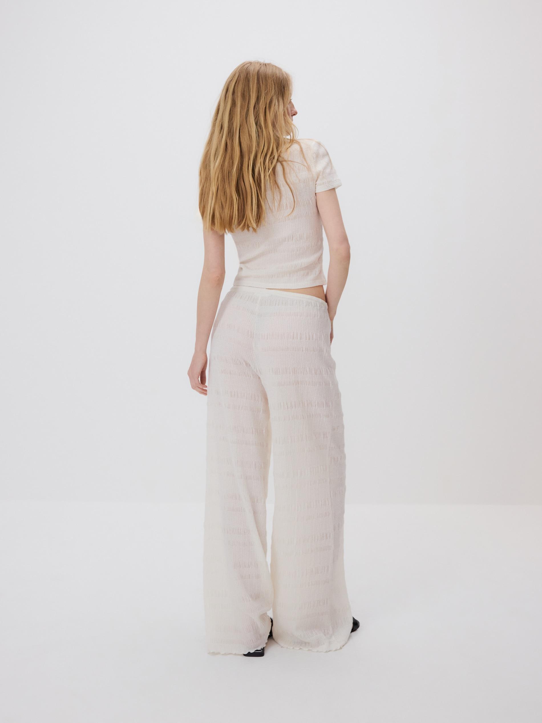Beige Structural Fabric Trousers, , large image number 3
