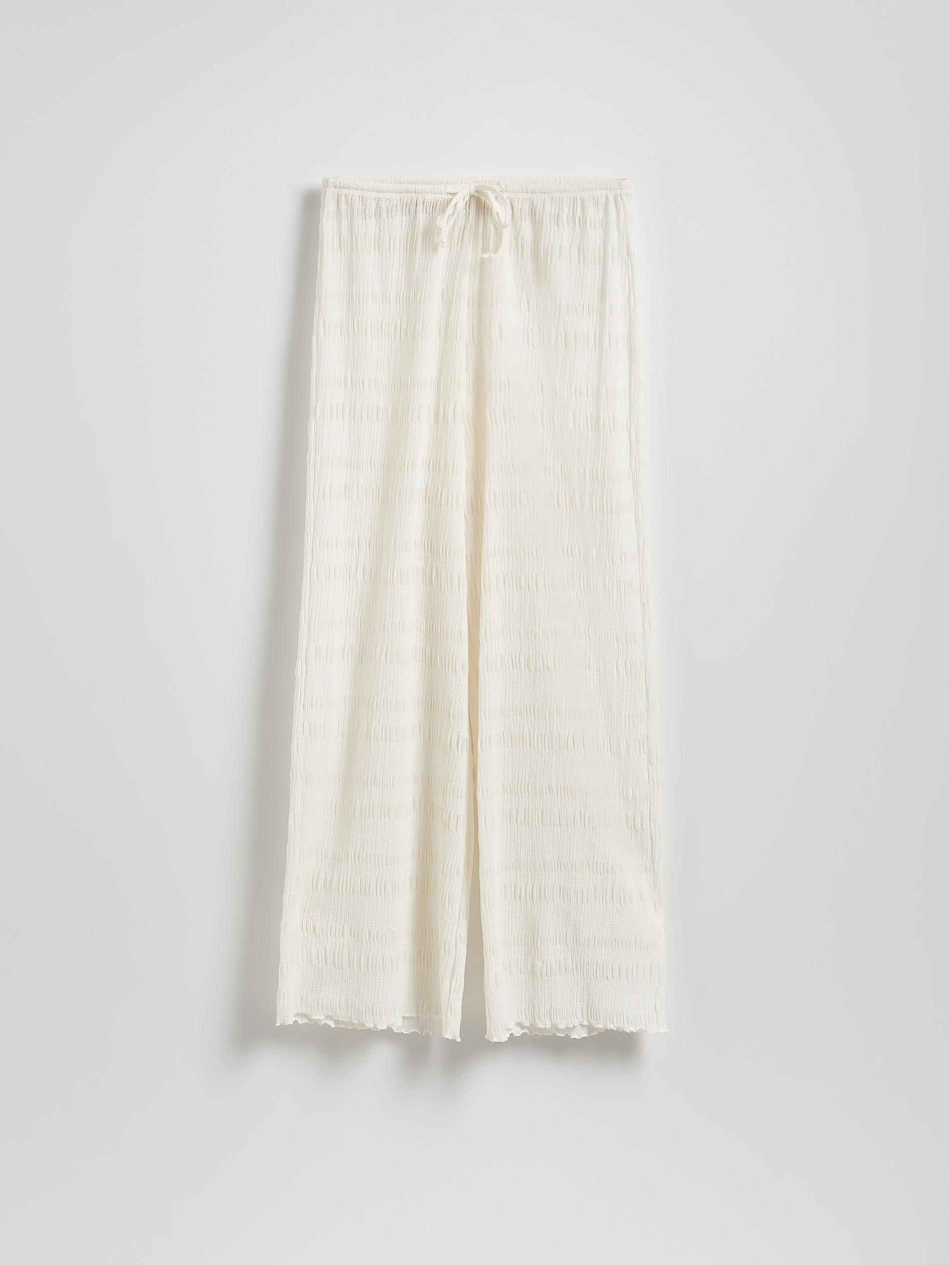 Beige Structural Fabric Trousers, , large image number 4