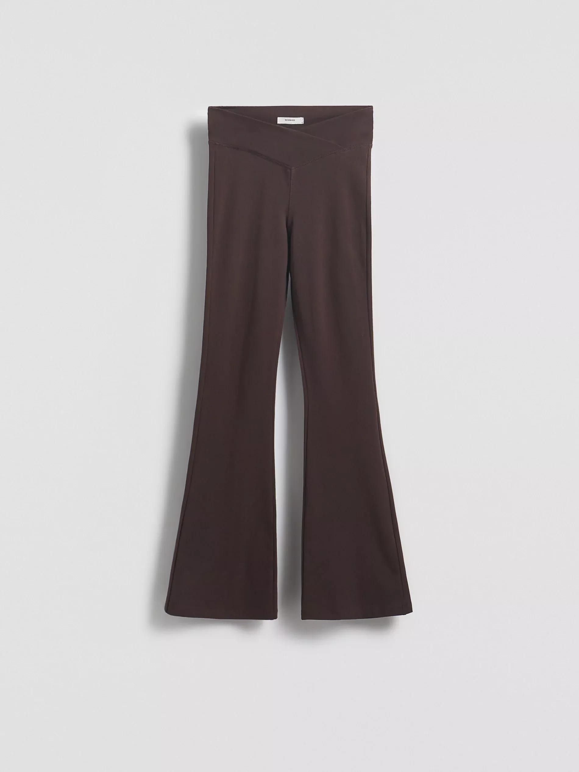 DARK BROWN Cotton rich flare trousers, , large image number 3