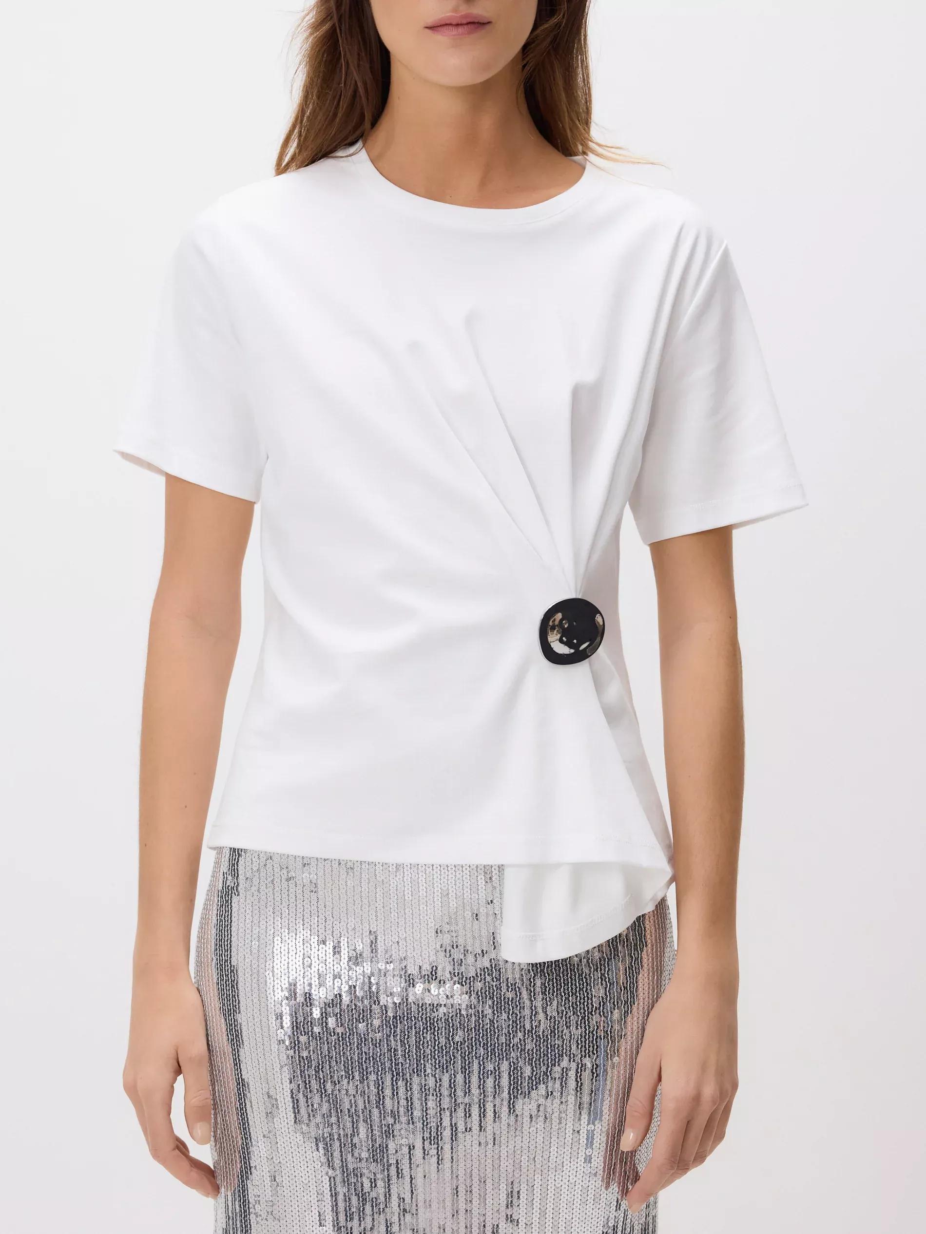 Cream Decorative Detail T-Shirts, Ivory, large image number 0