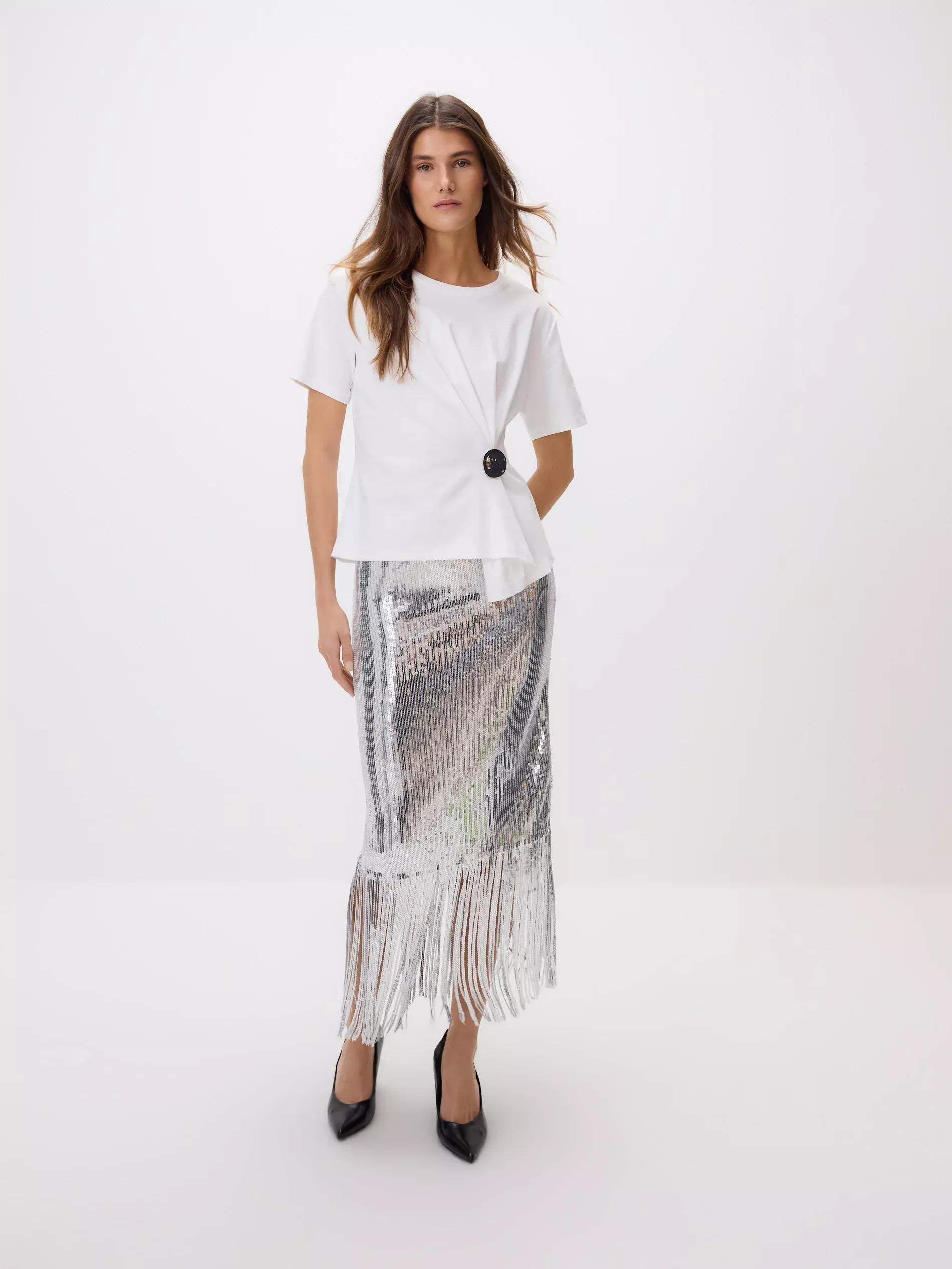 Cream Decorative Detail T-Shirts, Ivory, large image number 2