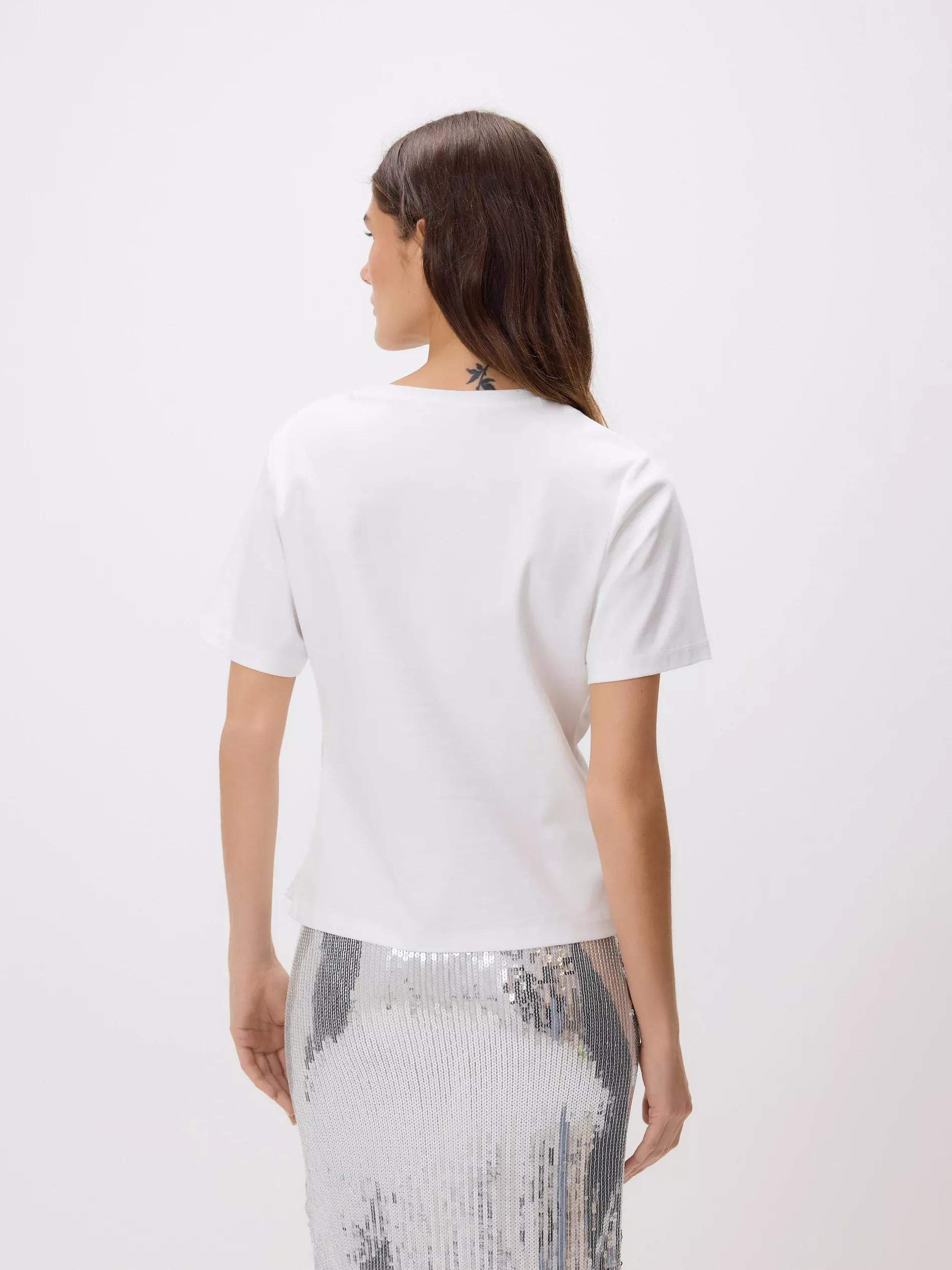 Cream Decorative Detail T-Shirts, Ivory, large image number 3