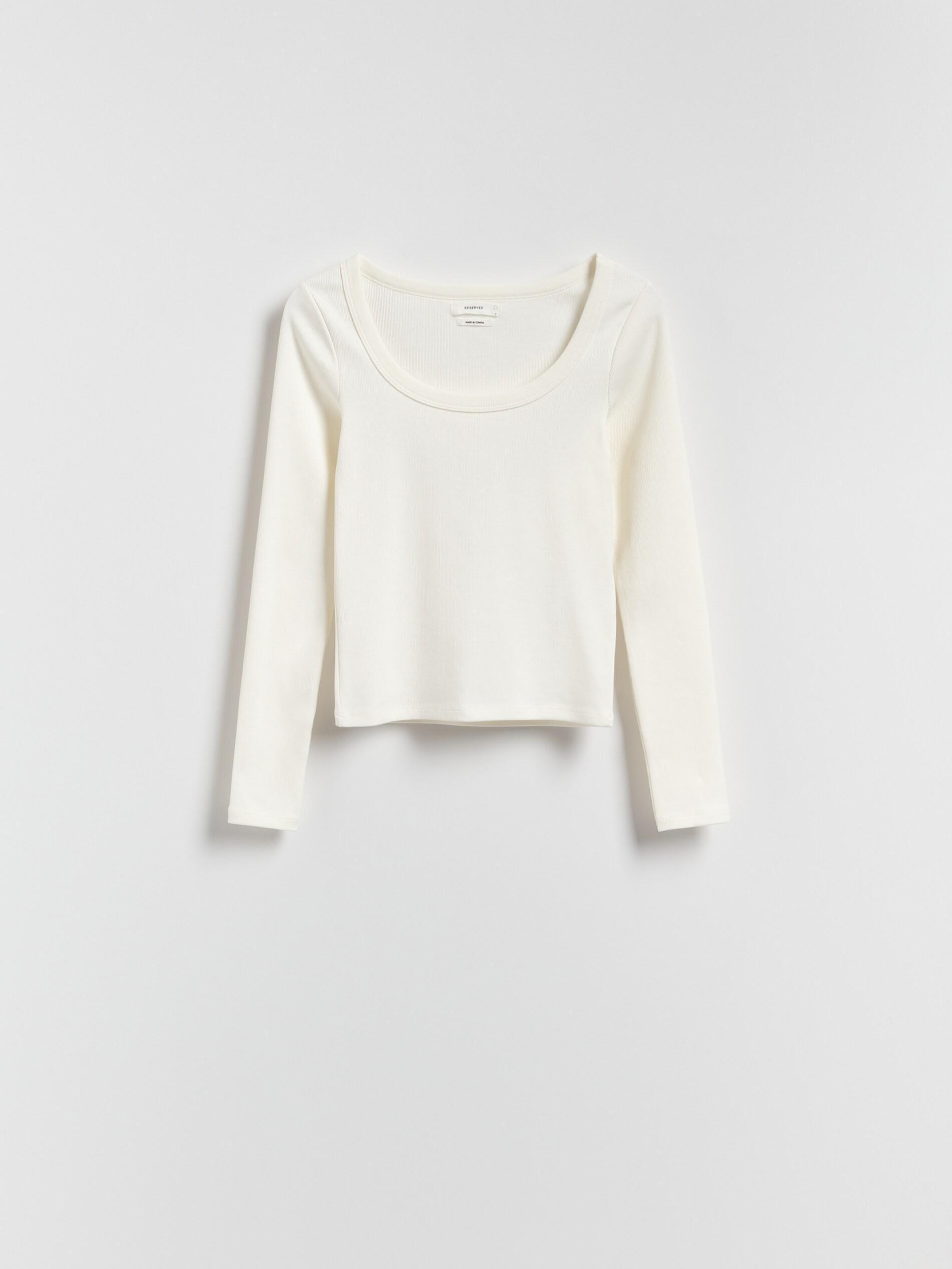Cream Cotton Long Sleeve T-Shirt, Ivory, medium
