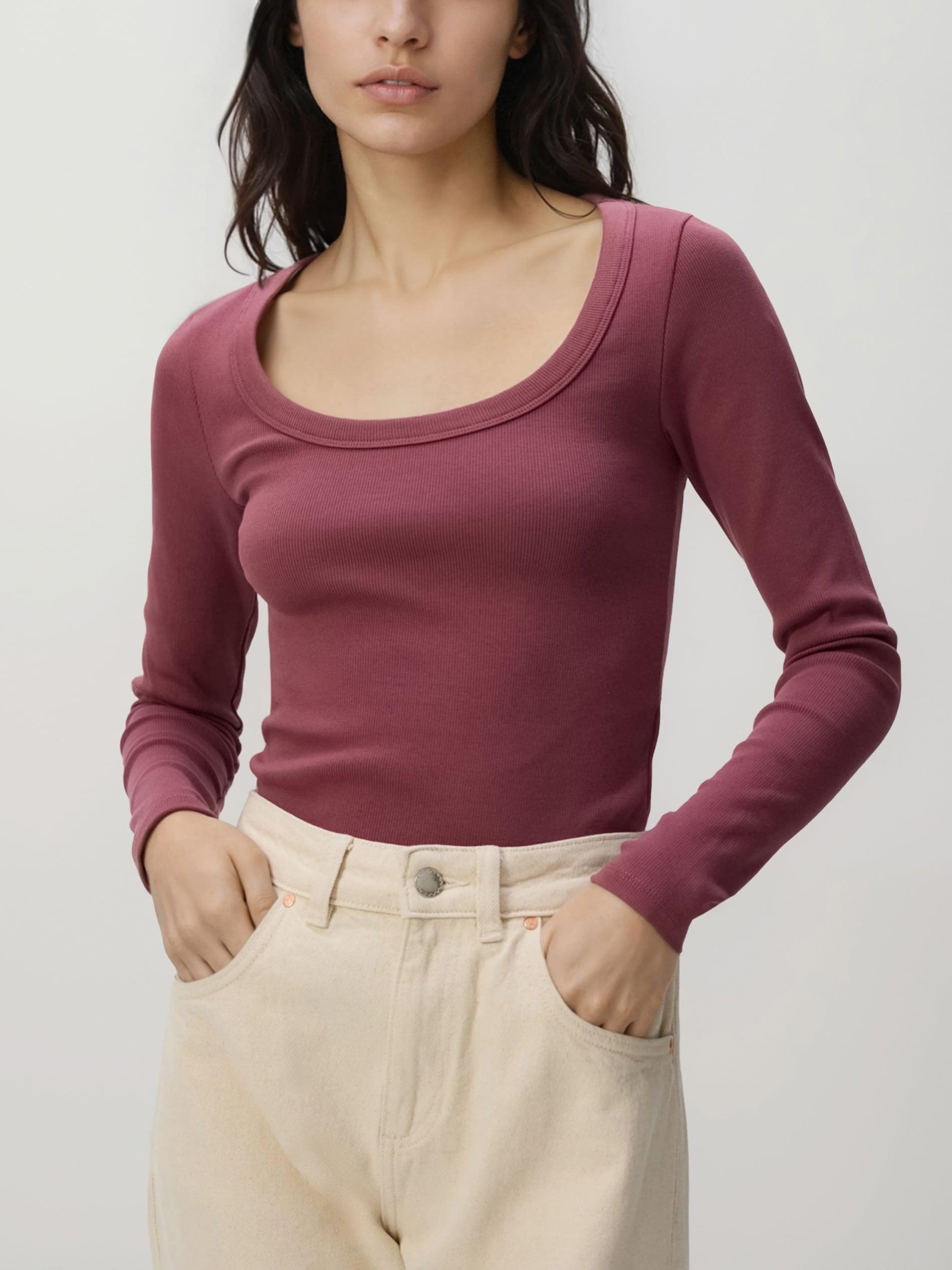 Pink Cotton Long Sleeve T-Shirt, Purple, large image number 0