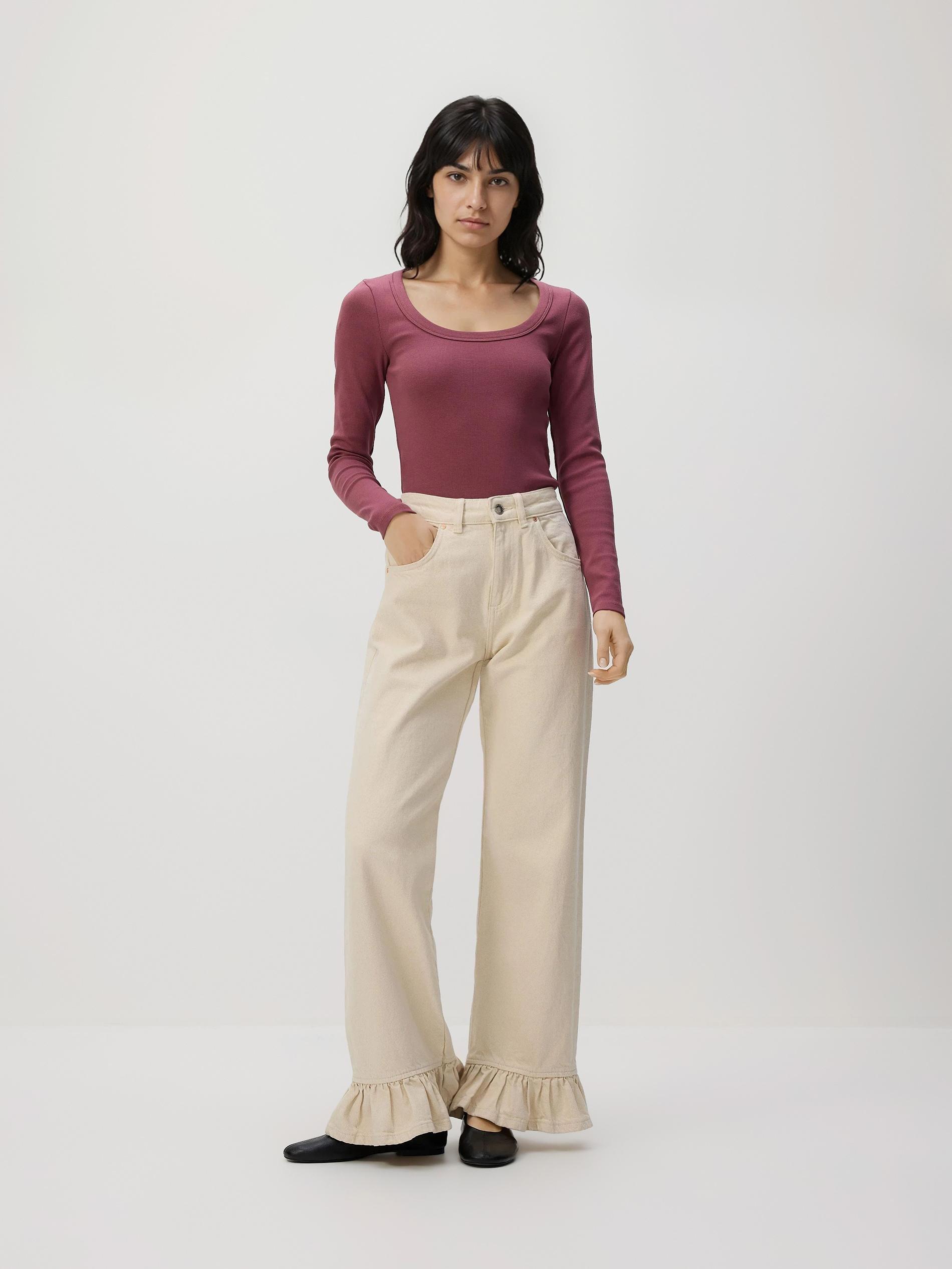 Pink Cotton Long Sleeve T-Shirt, Purple, large image number 1