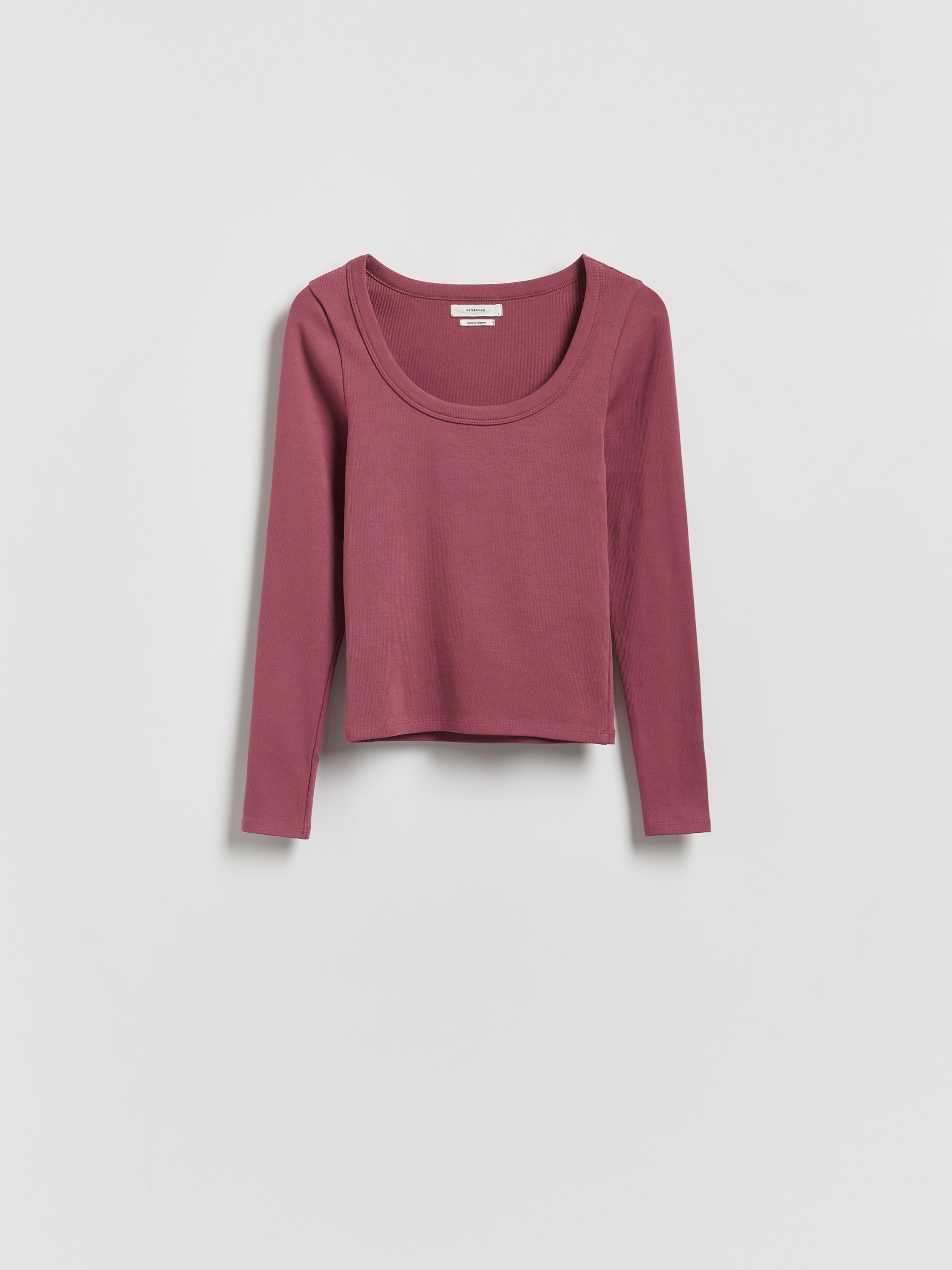 Pink Cotton Long Sleeve T-Shirt, Purple, large image number 3