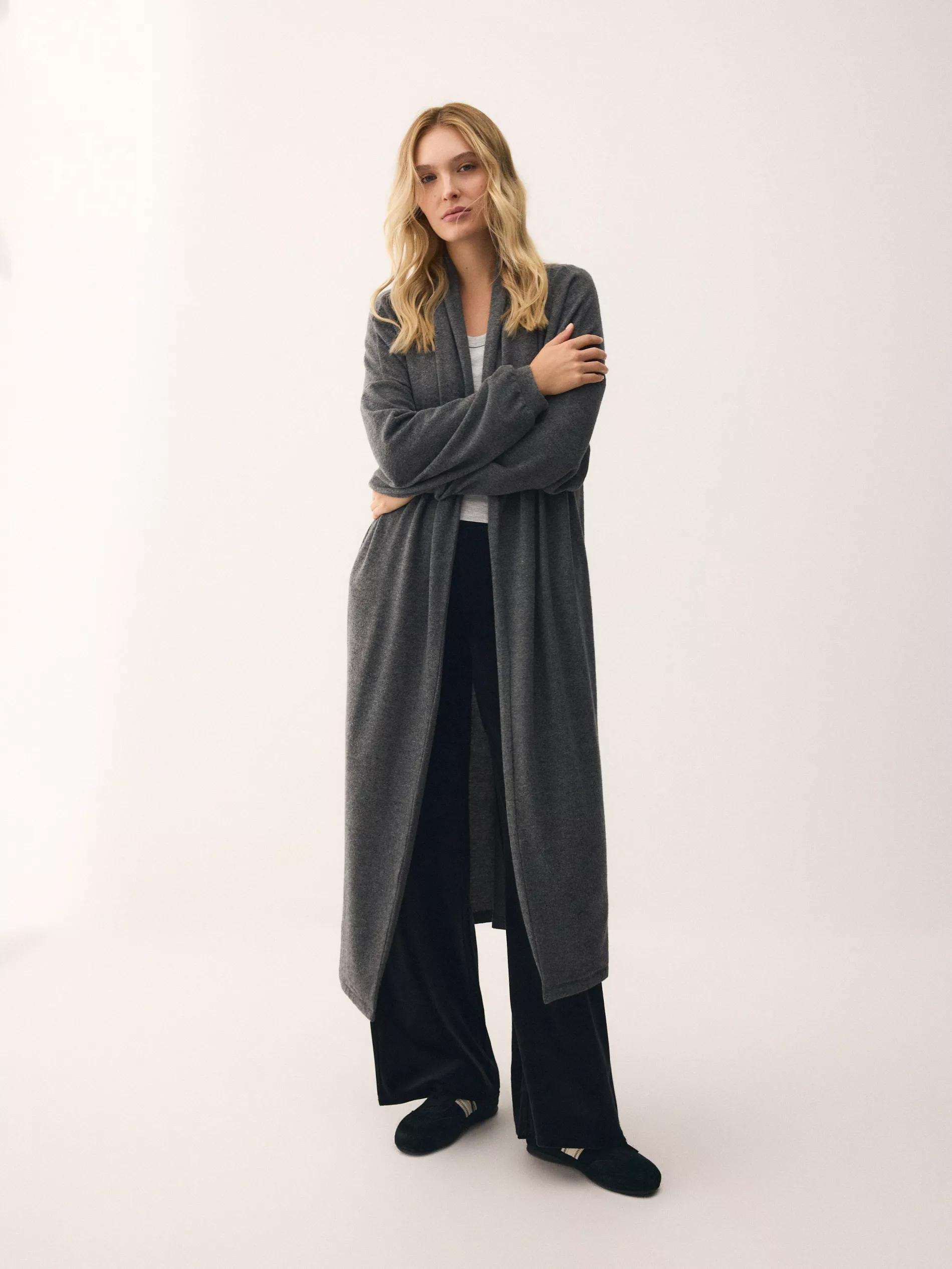 Grey Viscose Blend Cardigan, Light grey, medium