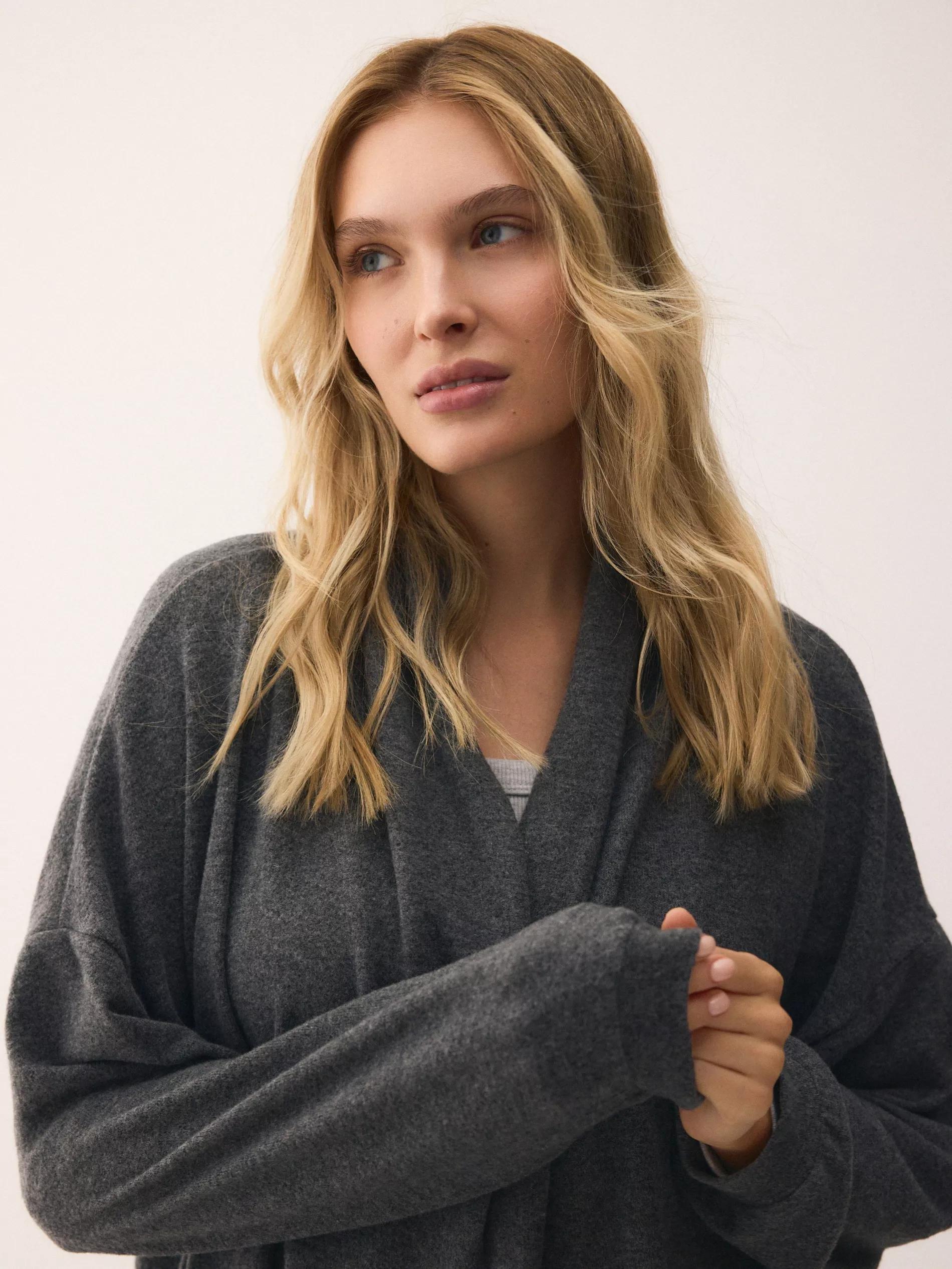 Grey Viscose Blend Cardigan, Light grey, large image number 2