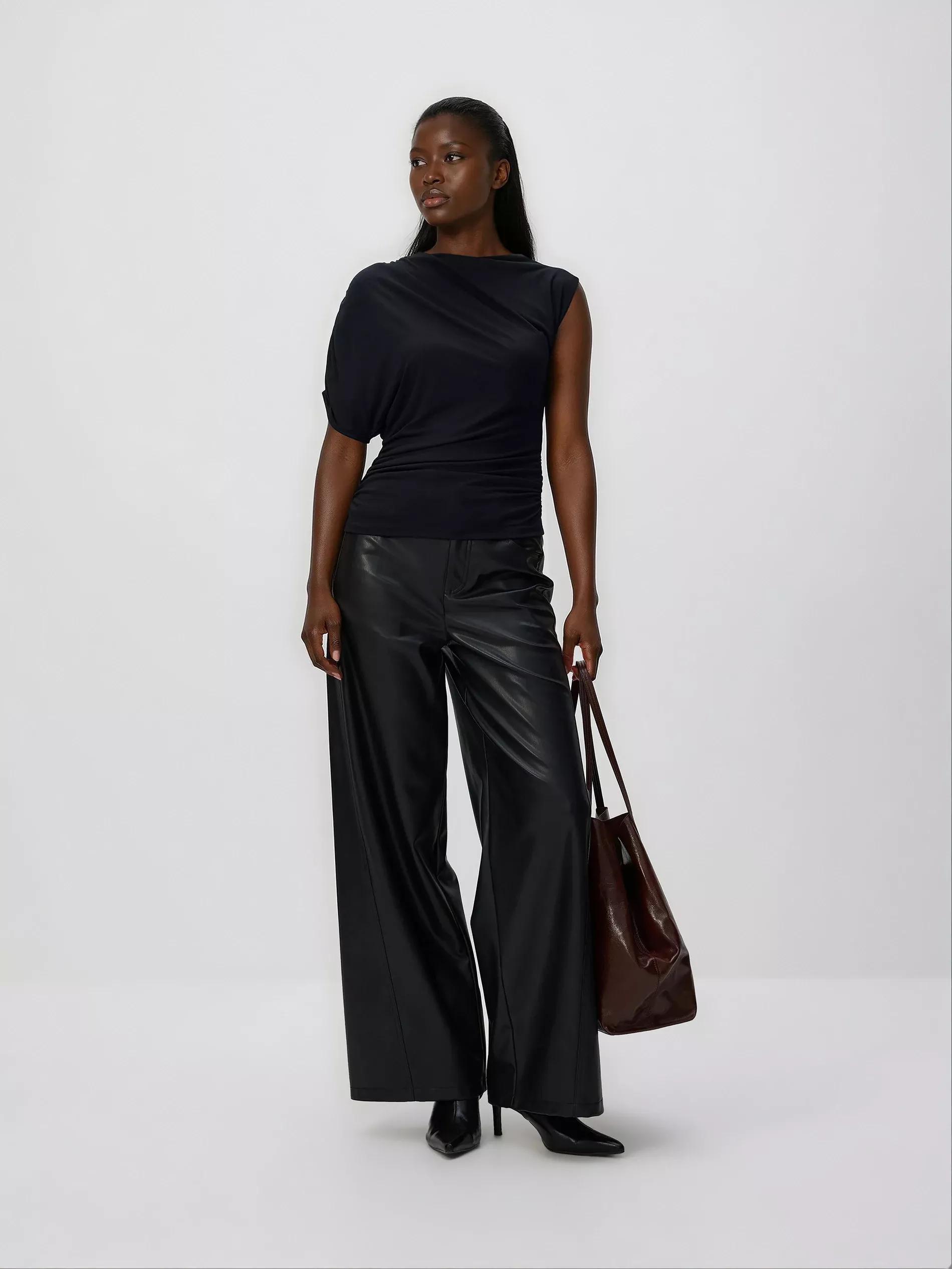 Black Asymmetric Blouse, Black, large image number 1