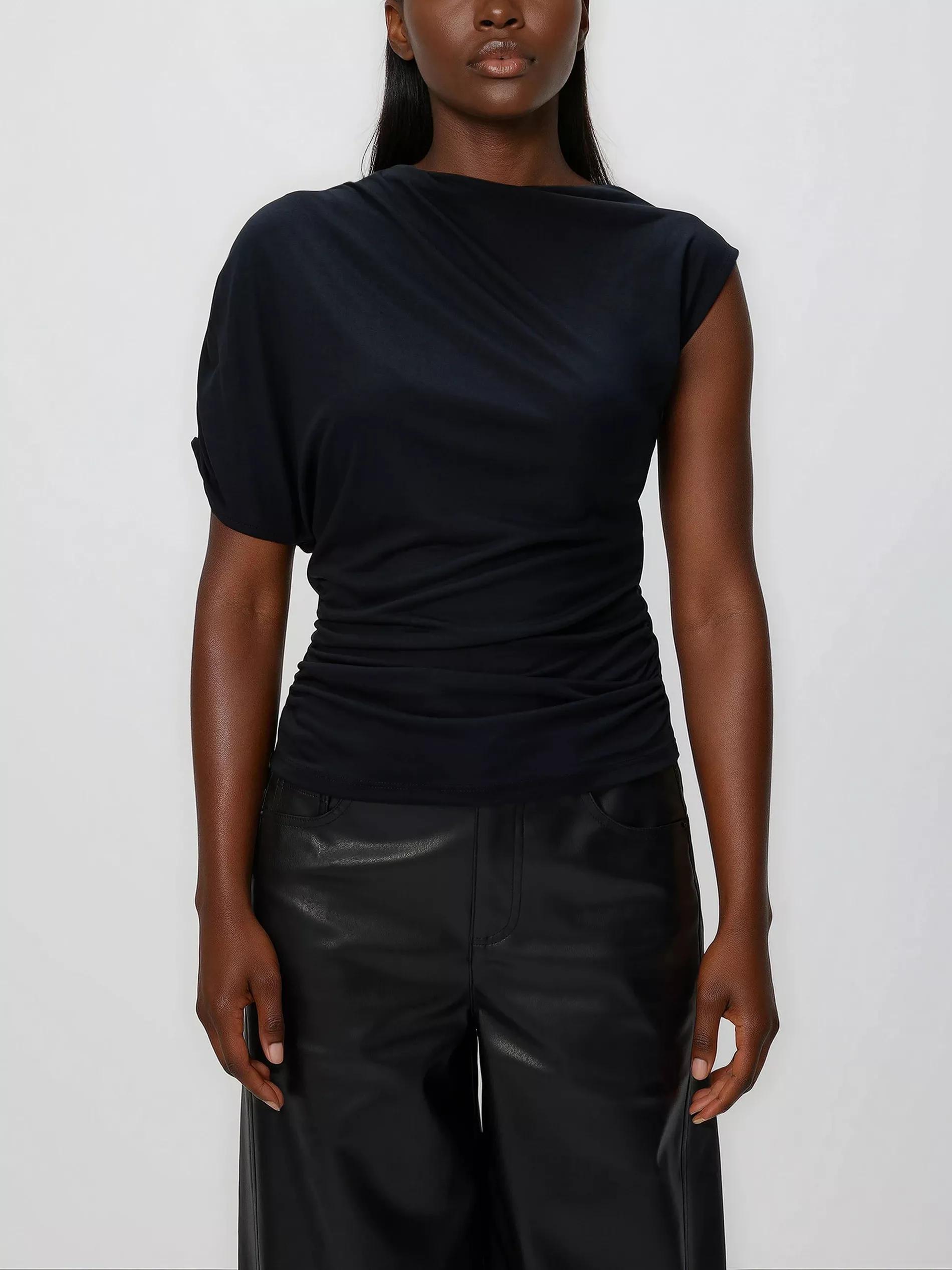 Black Asymmetric Blouse, Black, large image number 2
