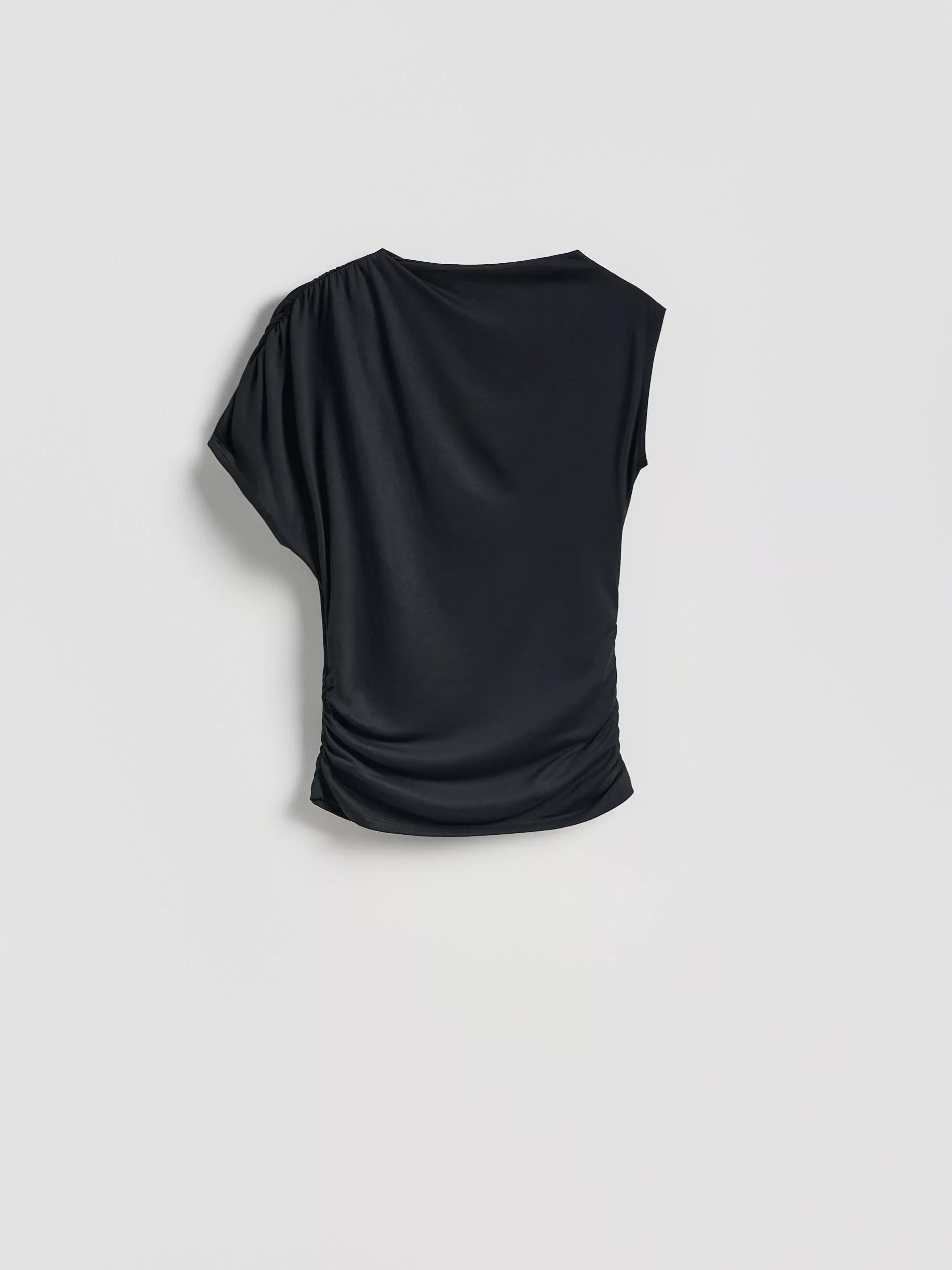 Black Asymmetric Blouse, Black, large image number 4