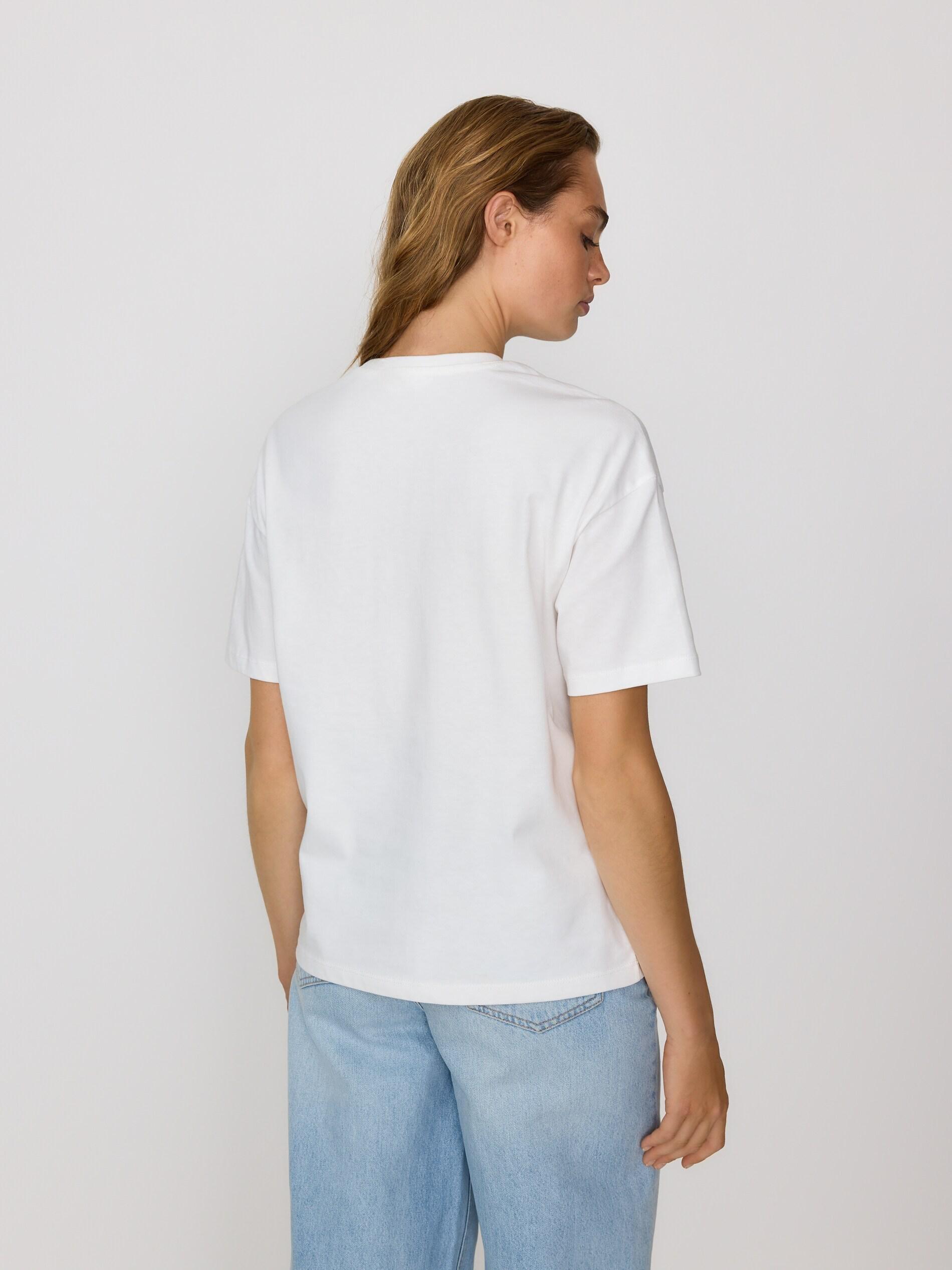 CREAM T-shirt with embroidered appliquأ©, Ivory, large image number 3