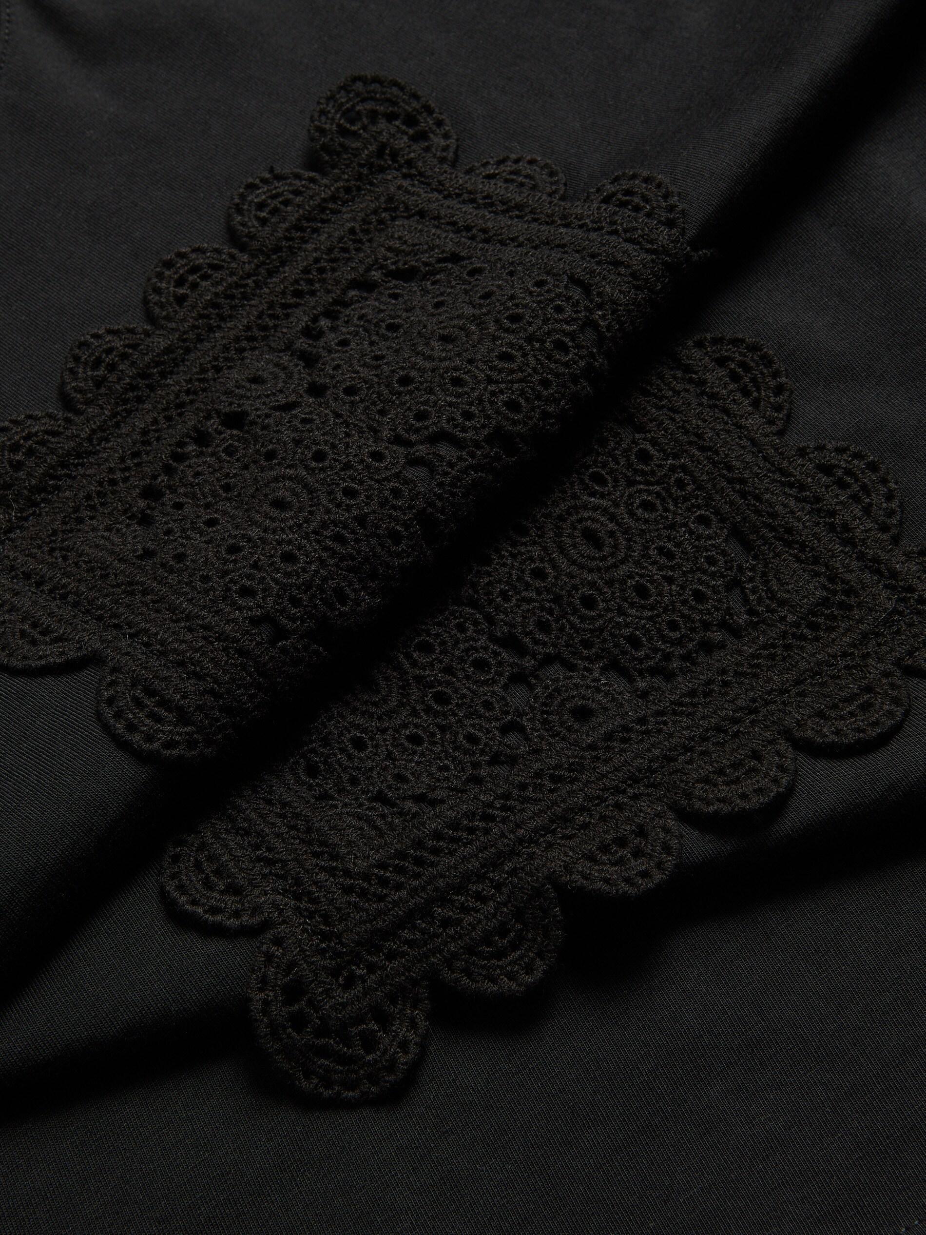 BLACK T-shirt with embroidered appliquأ©, Black, large image number 5