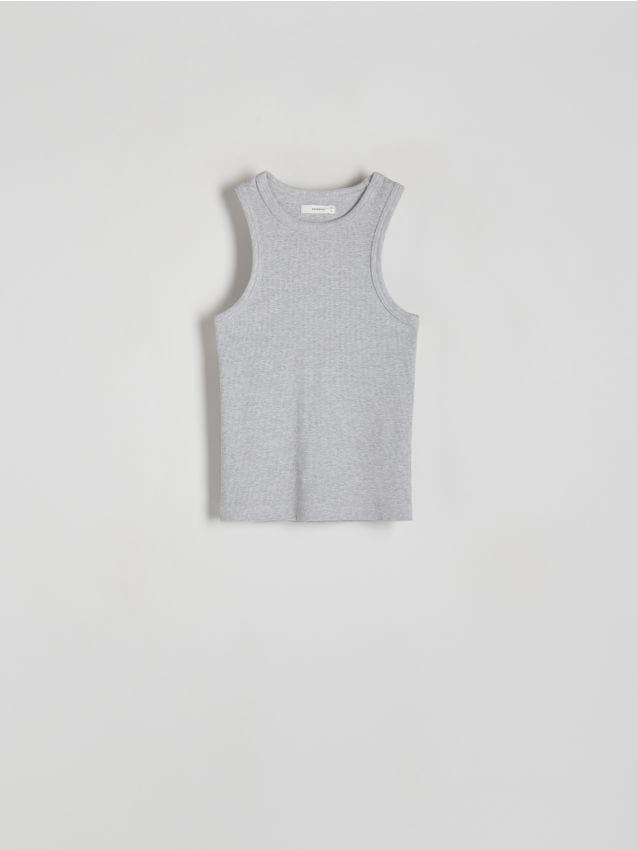 Grey Round Neck Cotton Top, , large image number 0