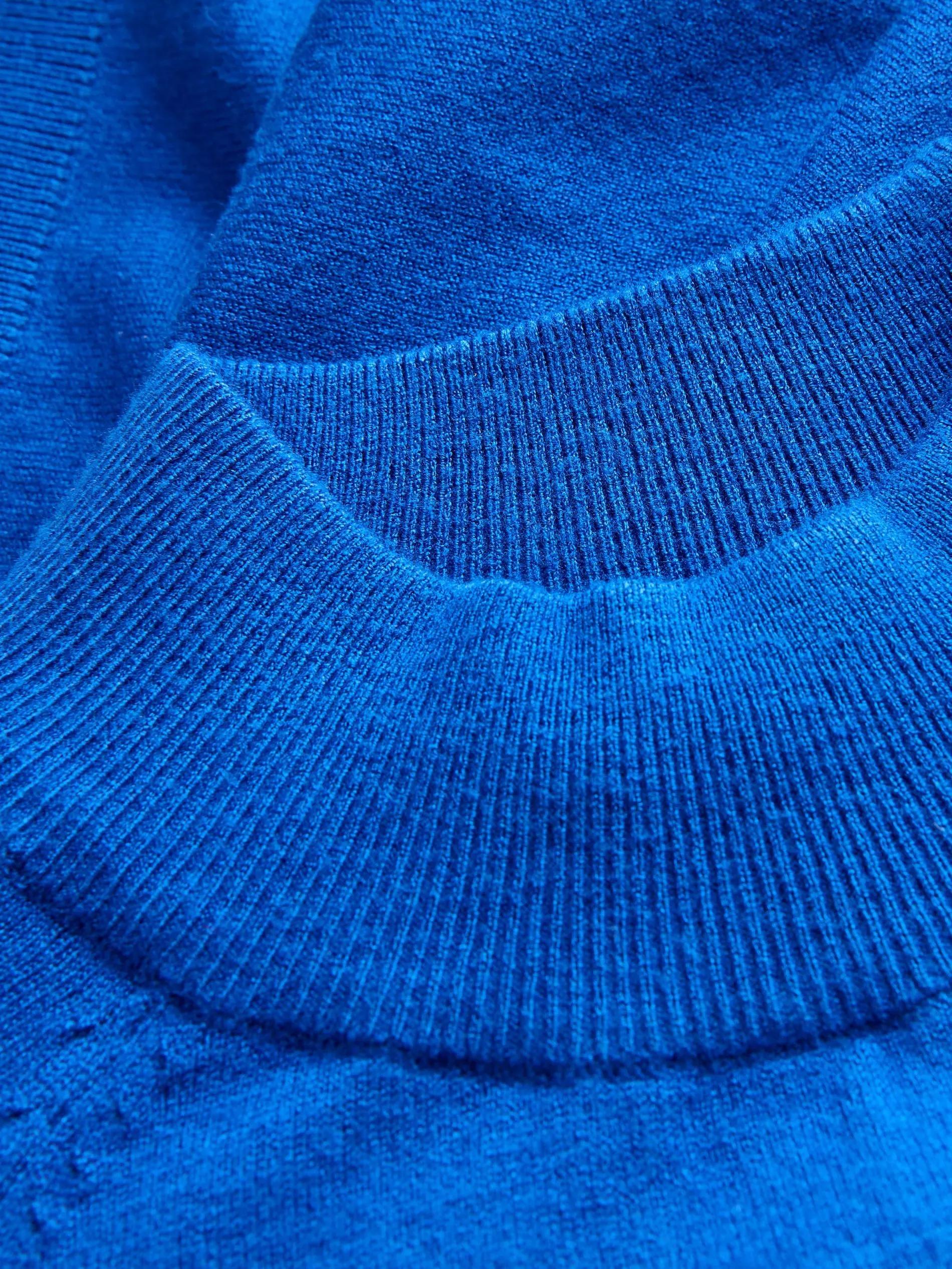Blue Slim Casual Sweater, , large image number 1