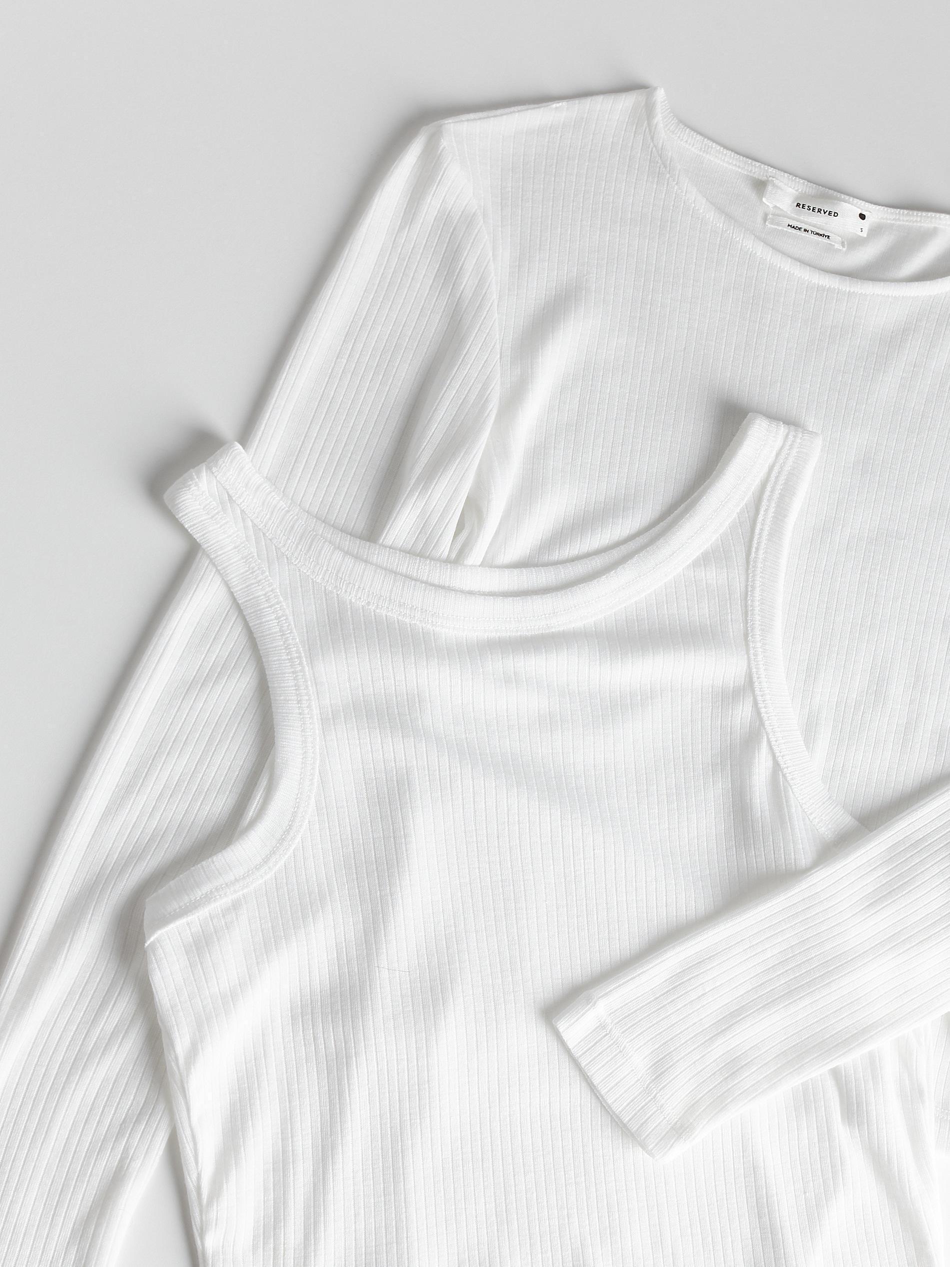 White Double-Layered Long Sleeve Top, , large image number 5