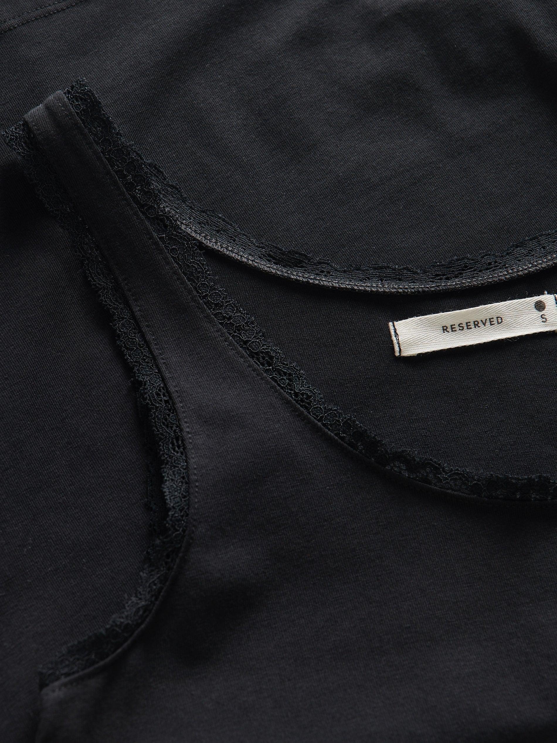 Black Cotton Top With Lace, Black, large image number 5