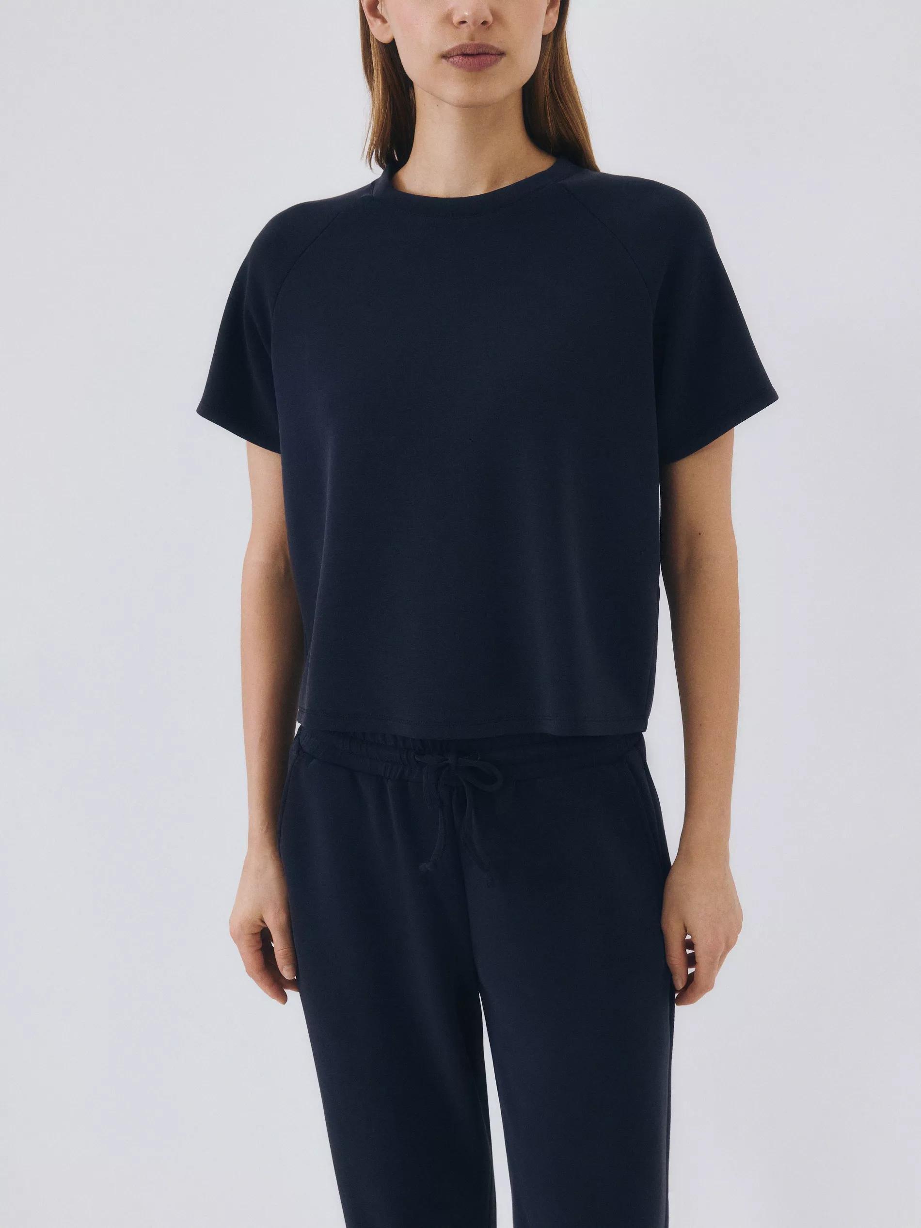 Navy Plain Basic Athleisure T-Shirt, , large image number 2