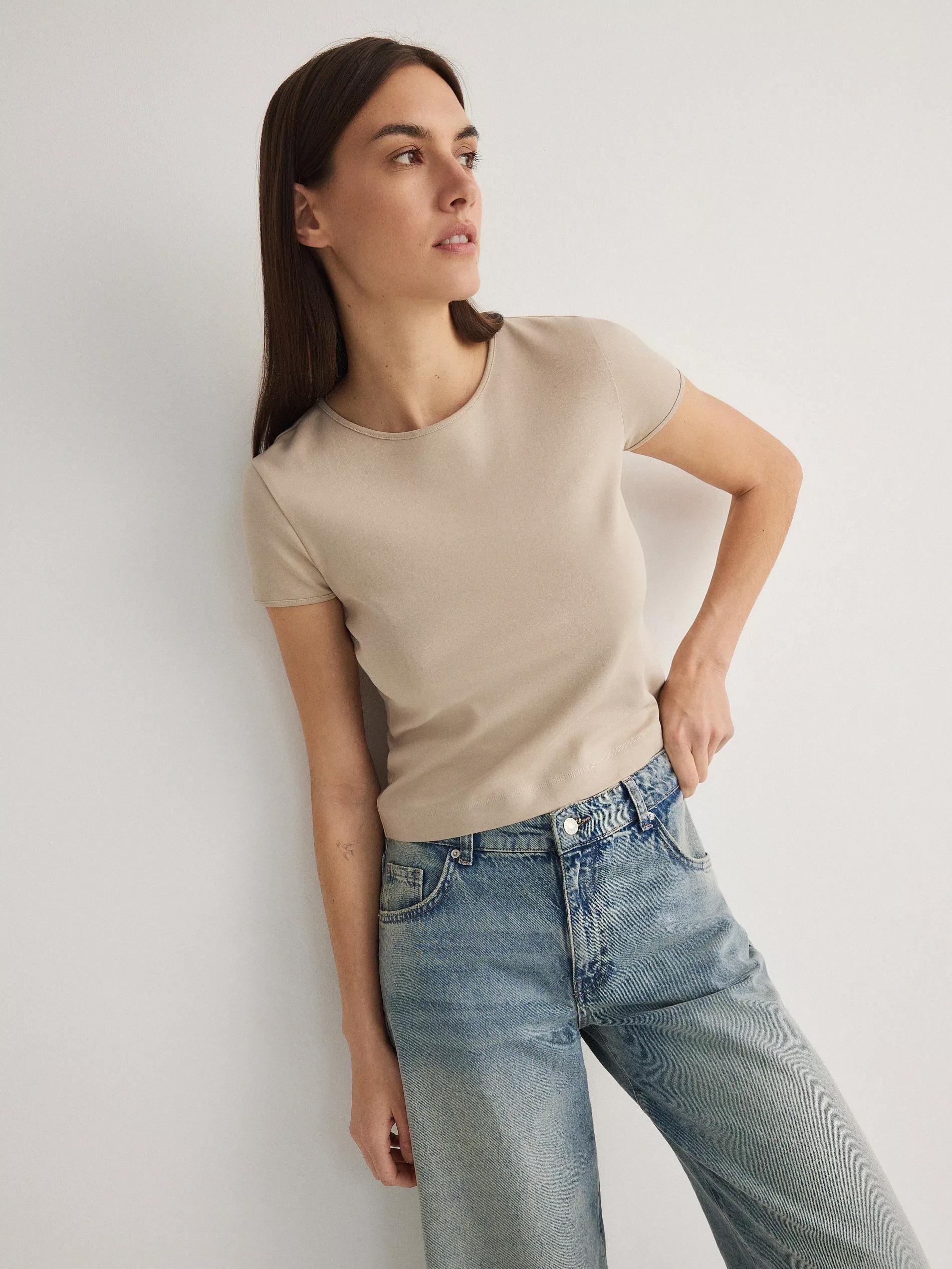 Beige Round Neck Blouse, Beige, large image number 3