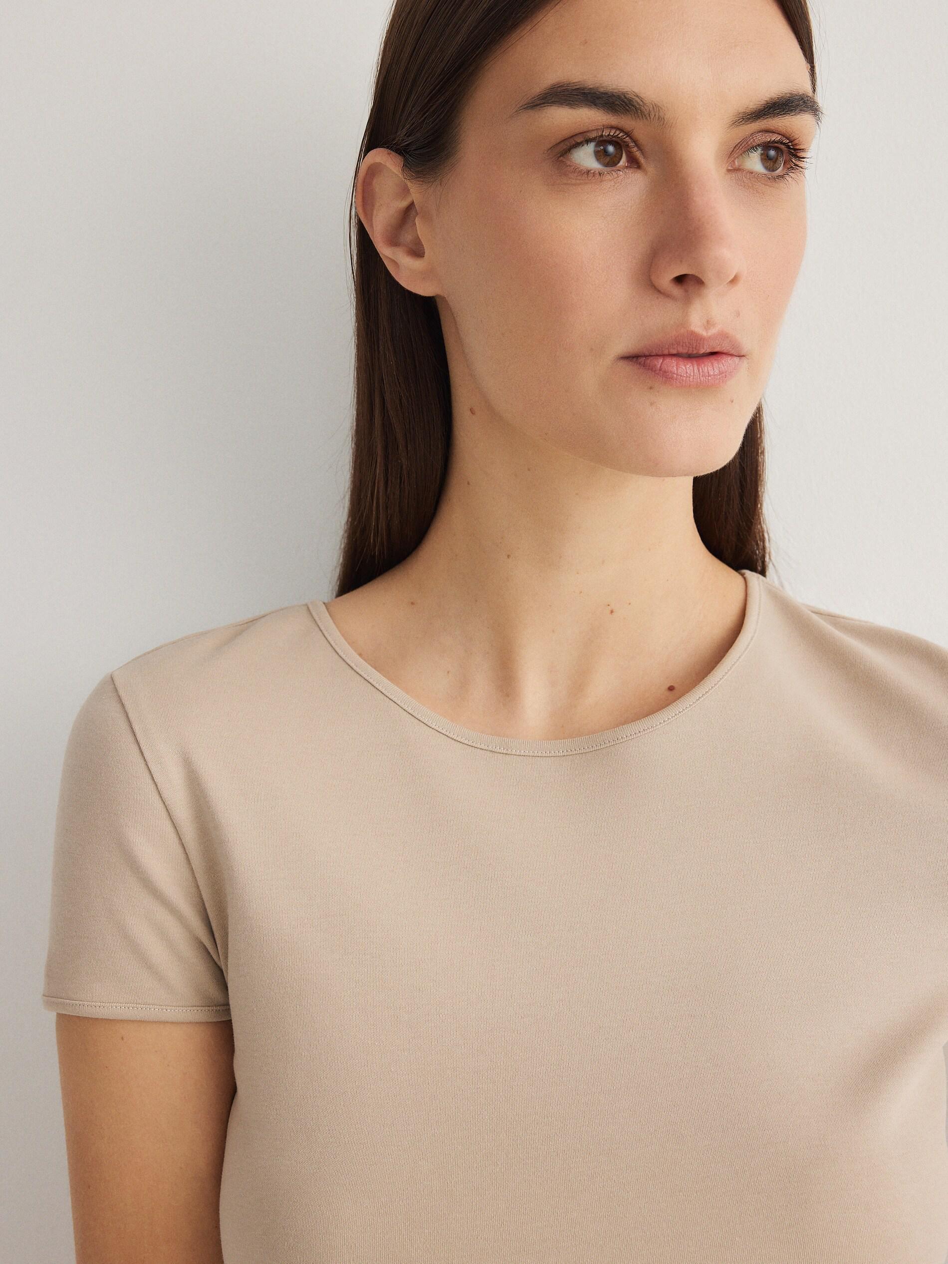 Beige Round Neck Blouse, Beige, large image number 4