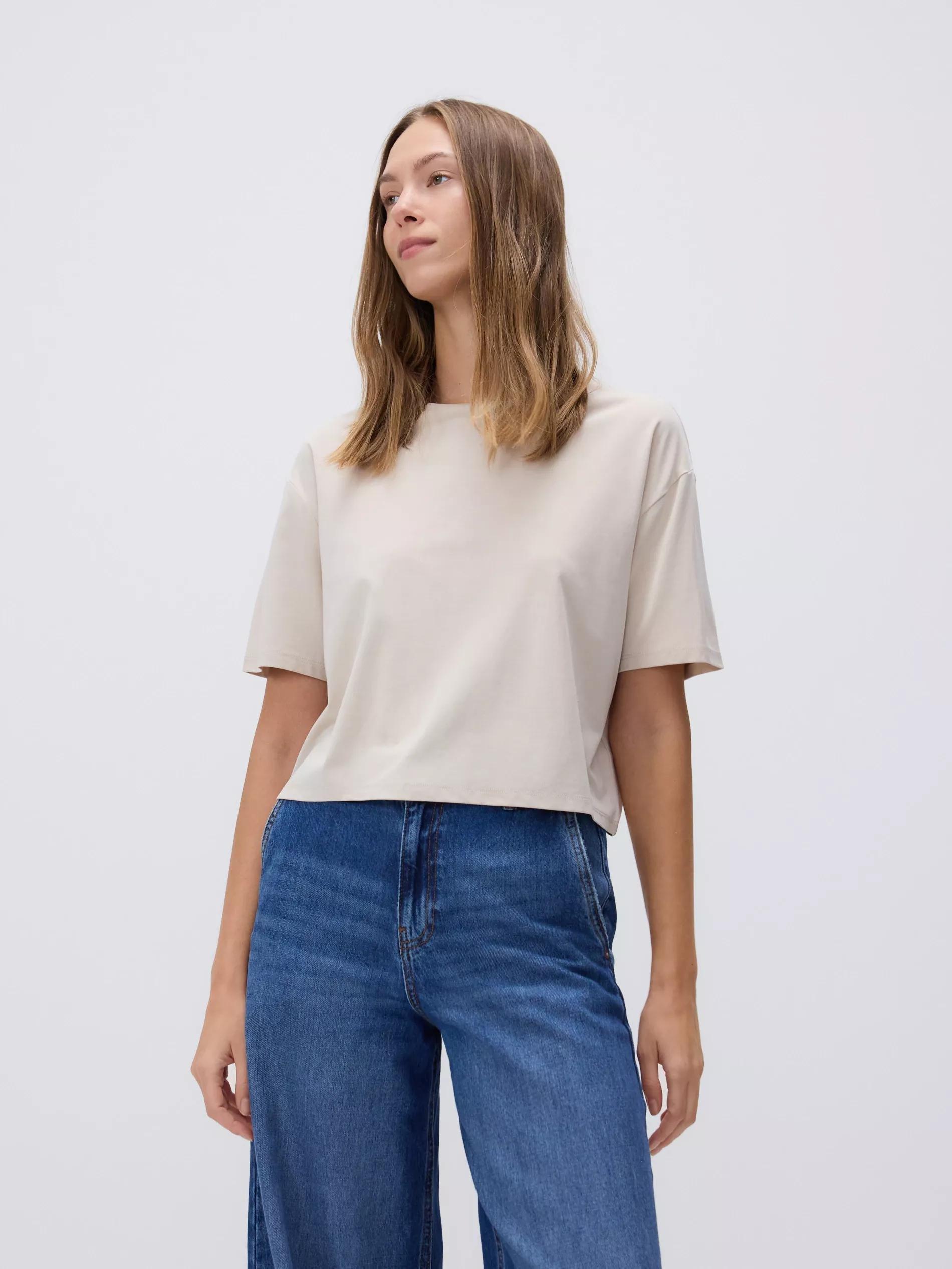 BEIGE Short modal T-shirt, , large image number 0