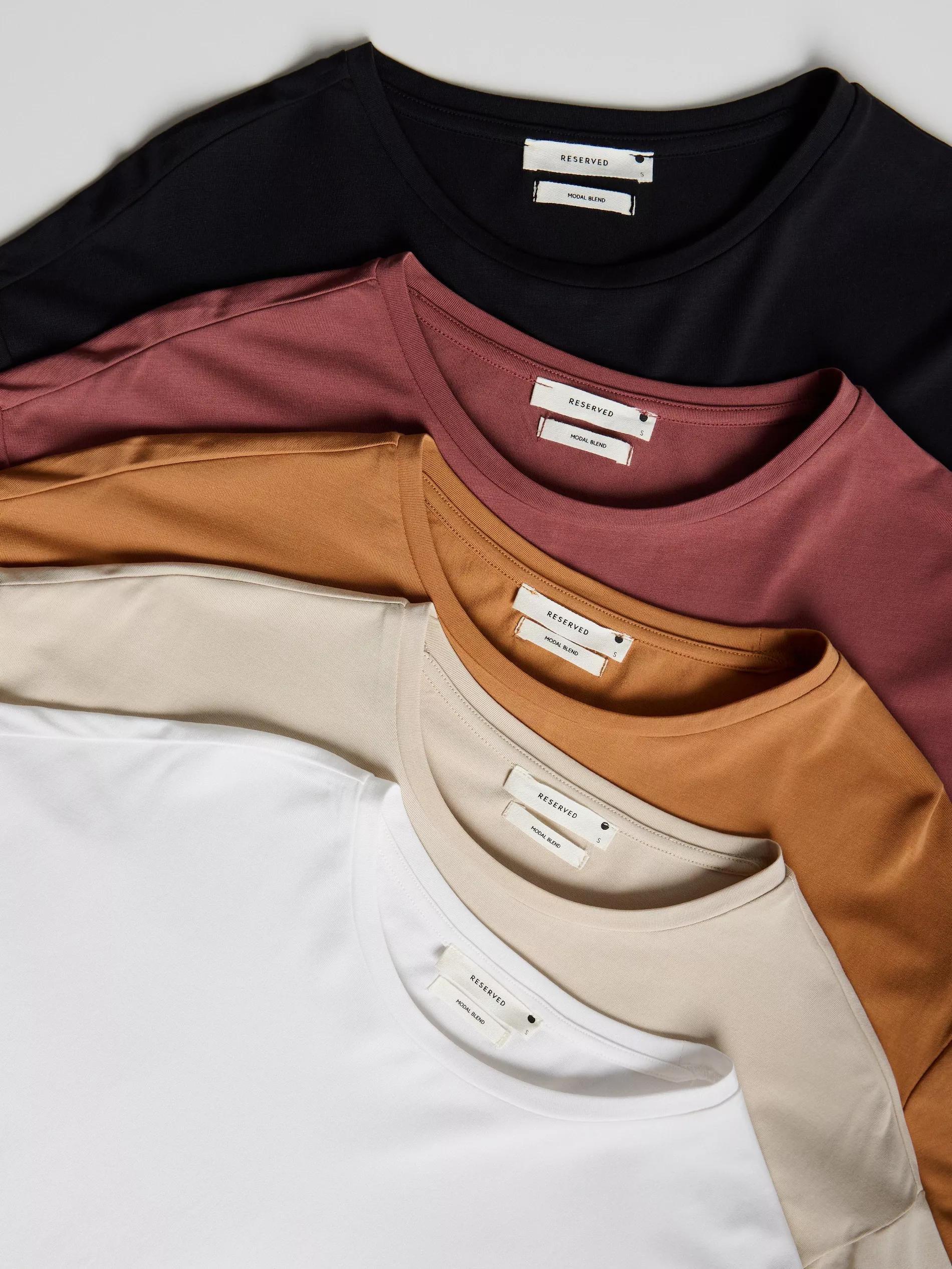 BEIGE Short modal T-shirt, , large image number 1