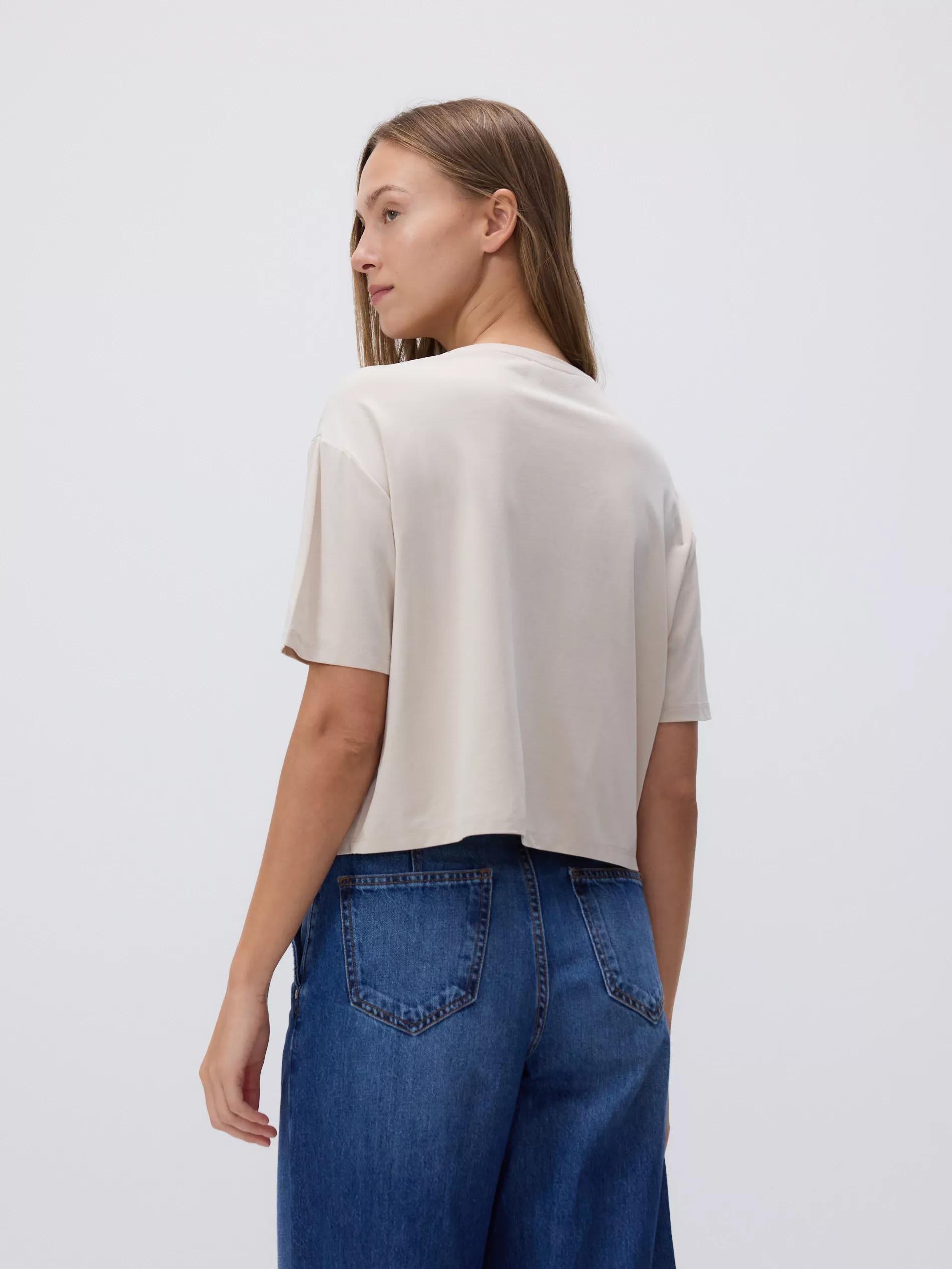 BEIGE Short modal T-shirt, , large image number 1