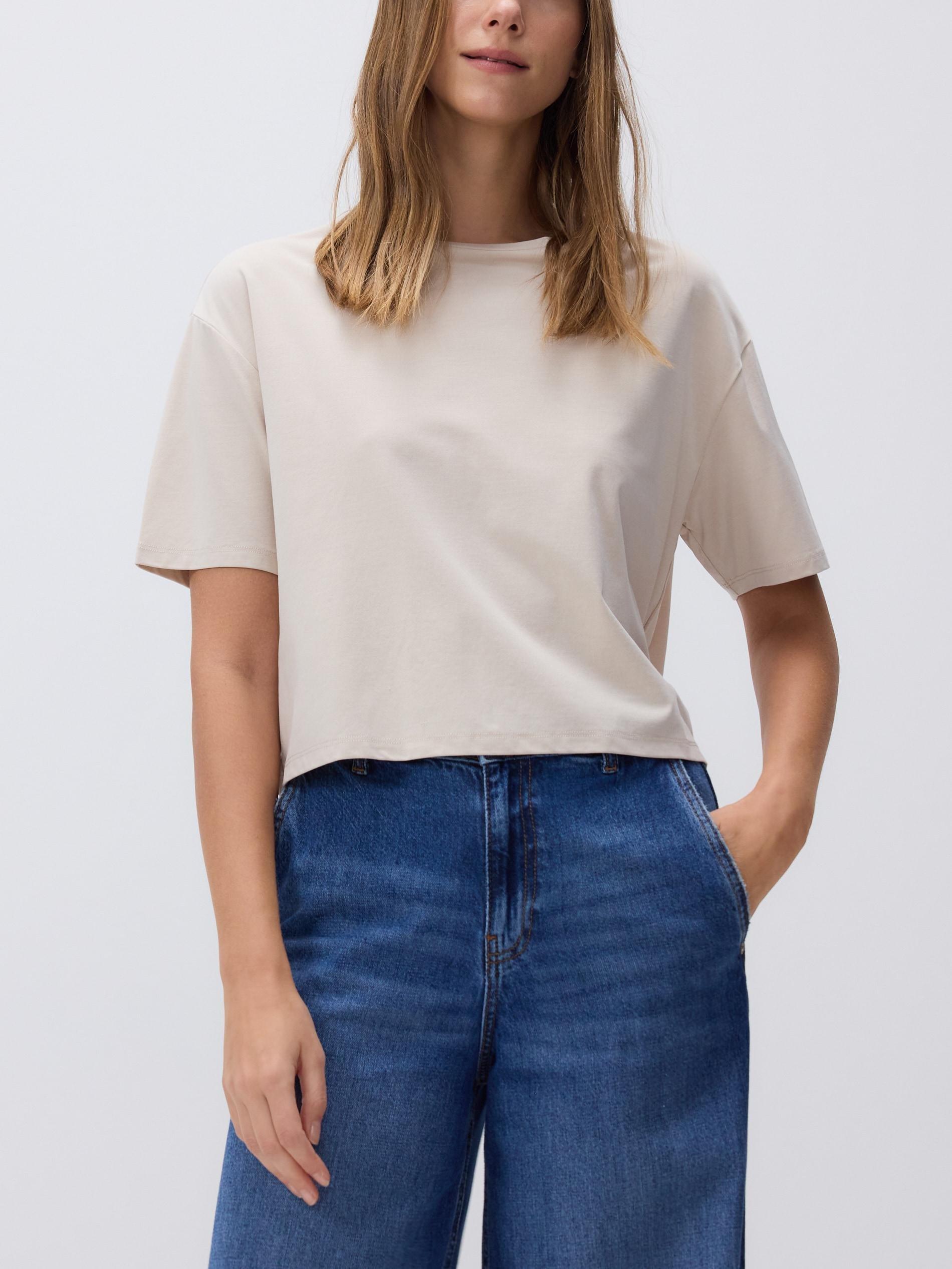 BEIGE Short modal T-shirt, , large image number 2
