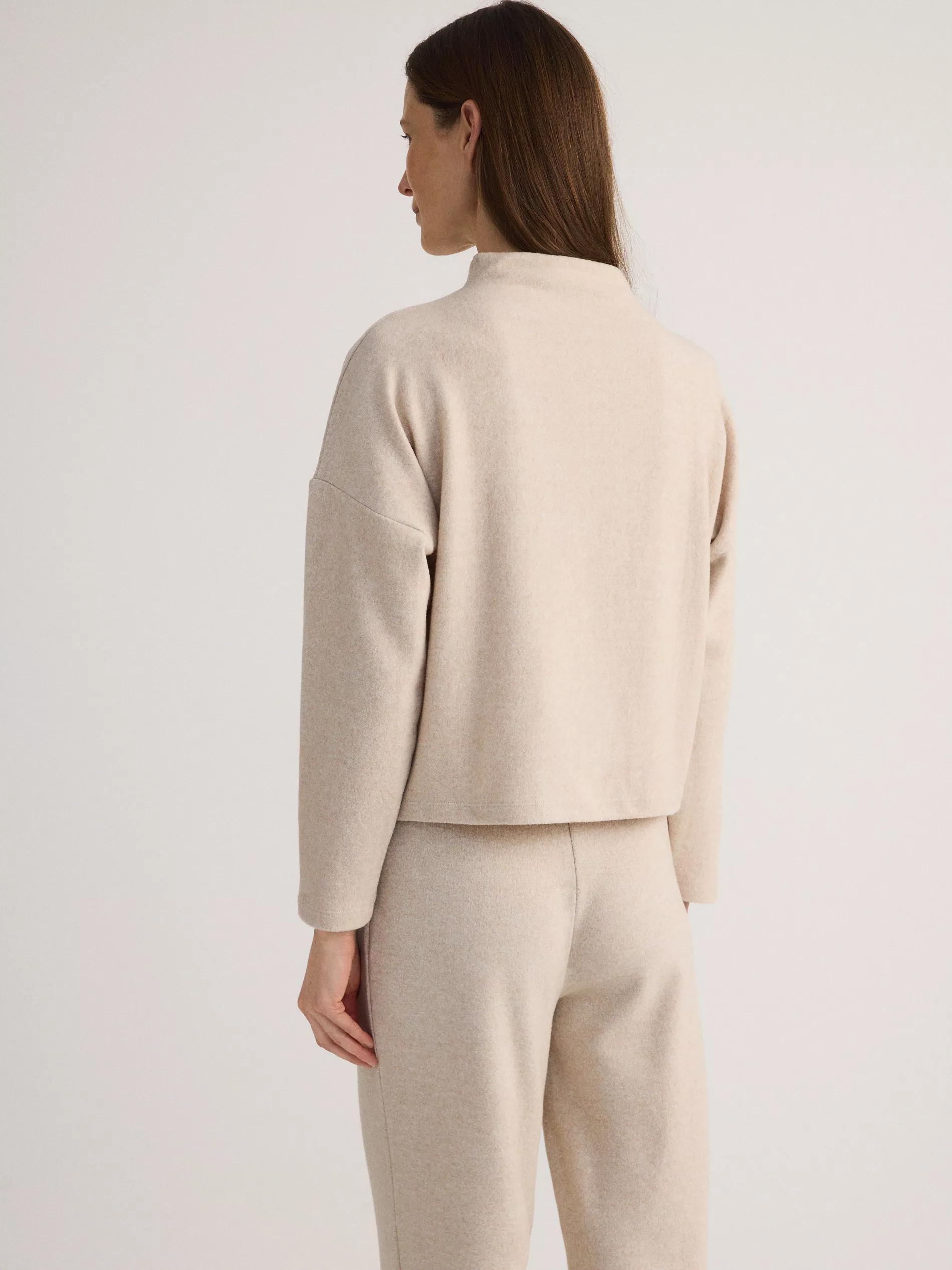 Beige Knitted Blouse With Semi-High Collar, , large image number 3
