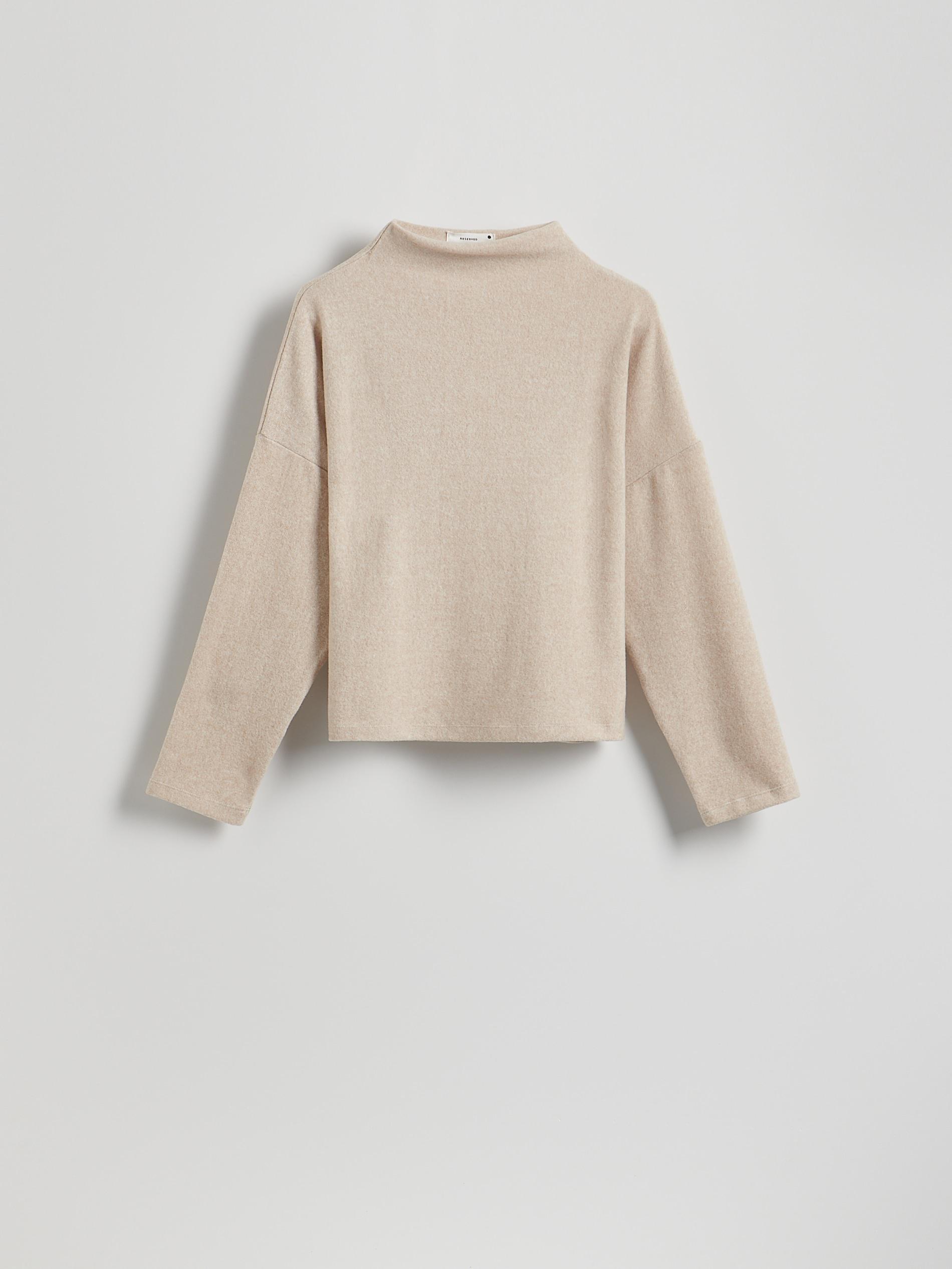 Beige Knitted Blouse With Semi-High Collar, , large image number 5