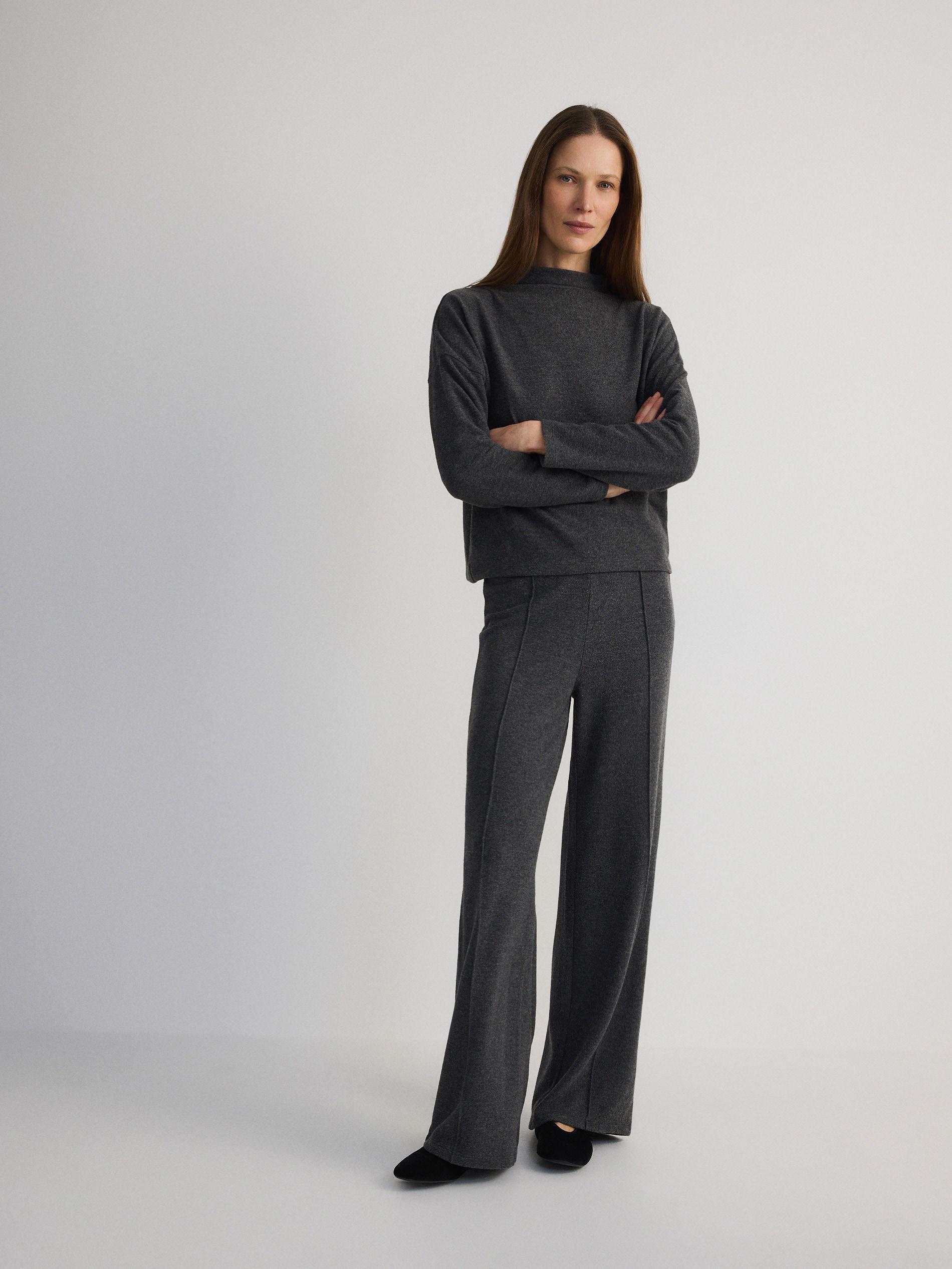 Grey Knitted Blouse With Semi-High Collar, , large image number 2