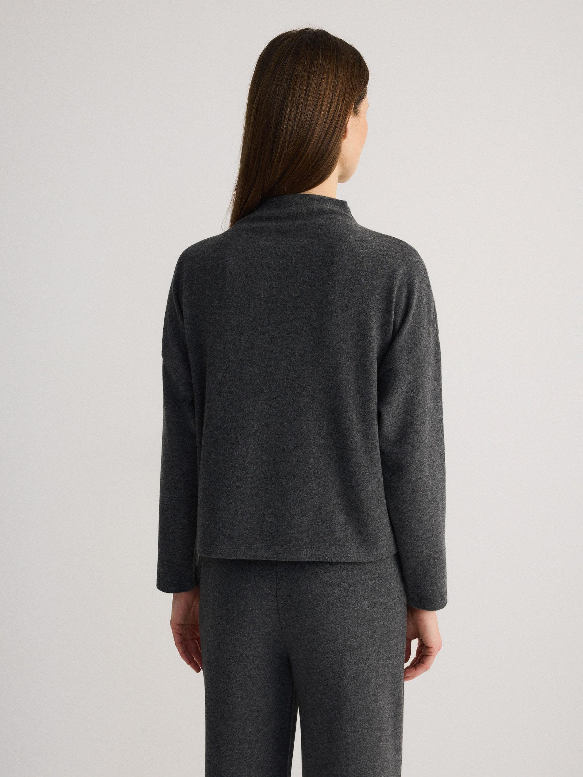 Grey Knitted Blouse With Semi-High Collar, , large image number 3