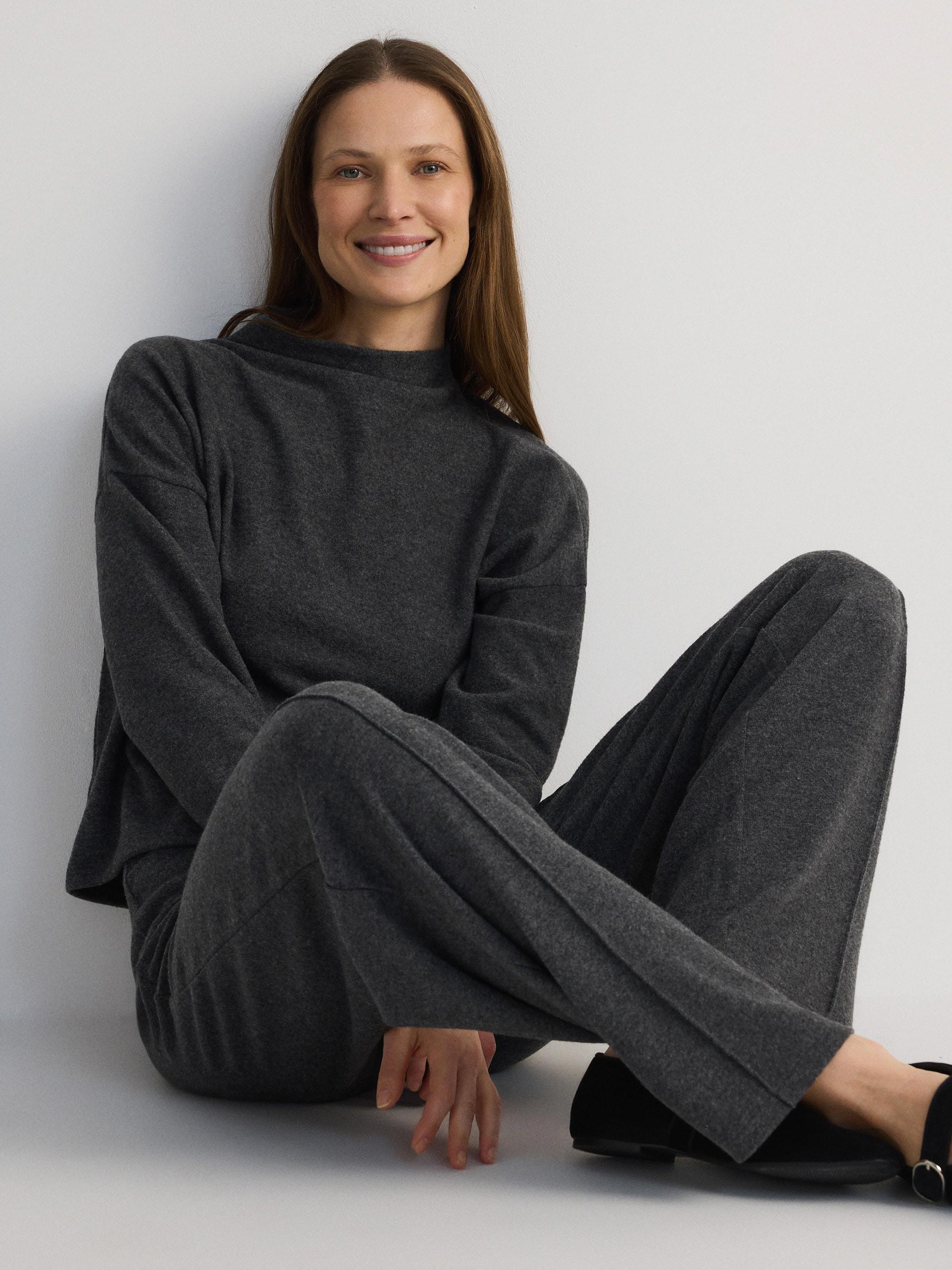 Grey Knitted Blouse With Semi-High Collar, , large image number 4