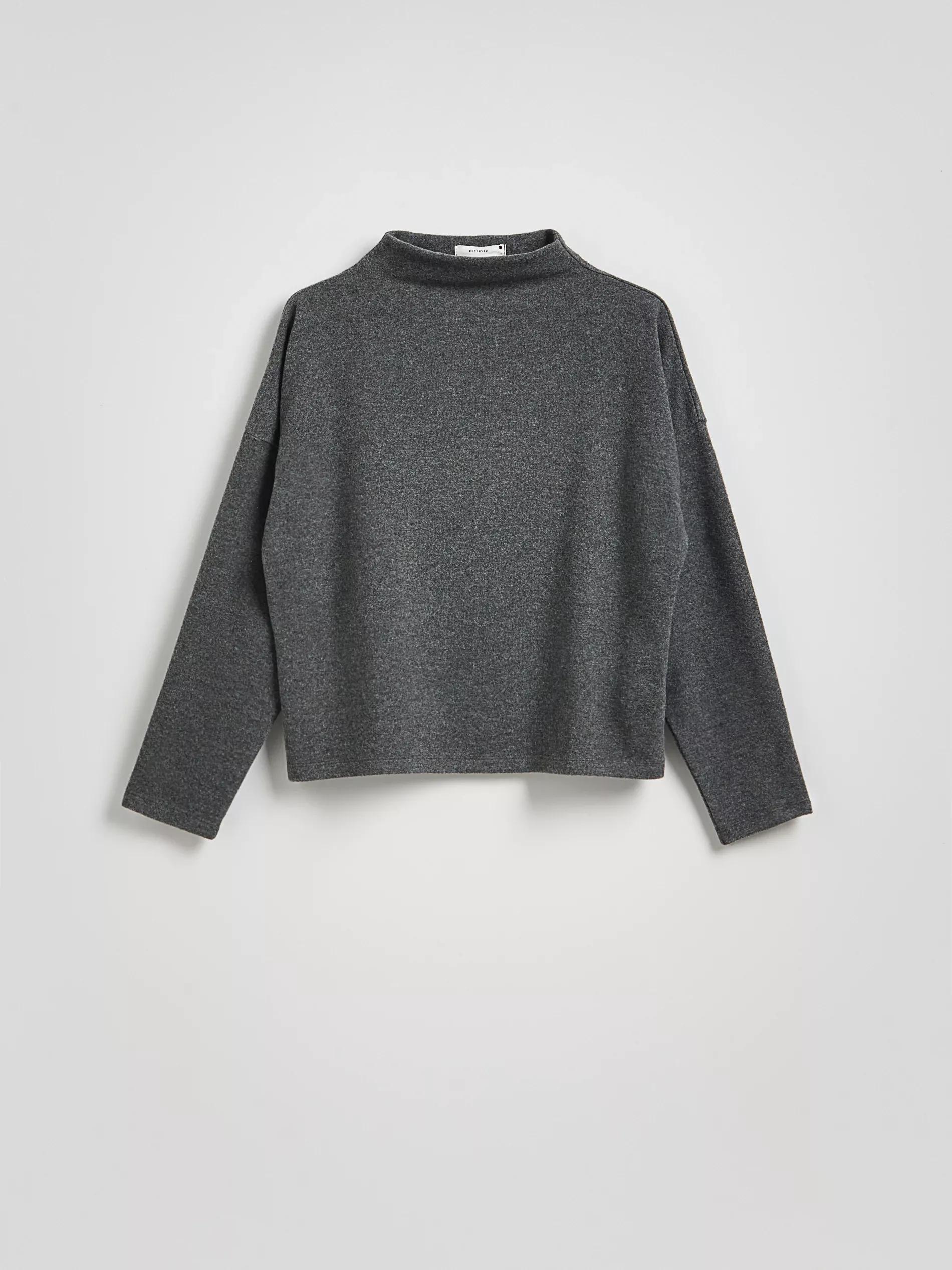 Grey Knitted Blouse With Semi-High Collar, , large image number 5