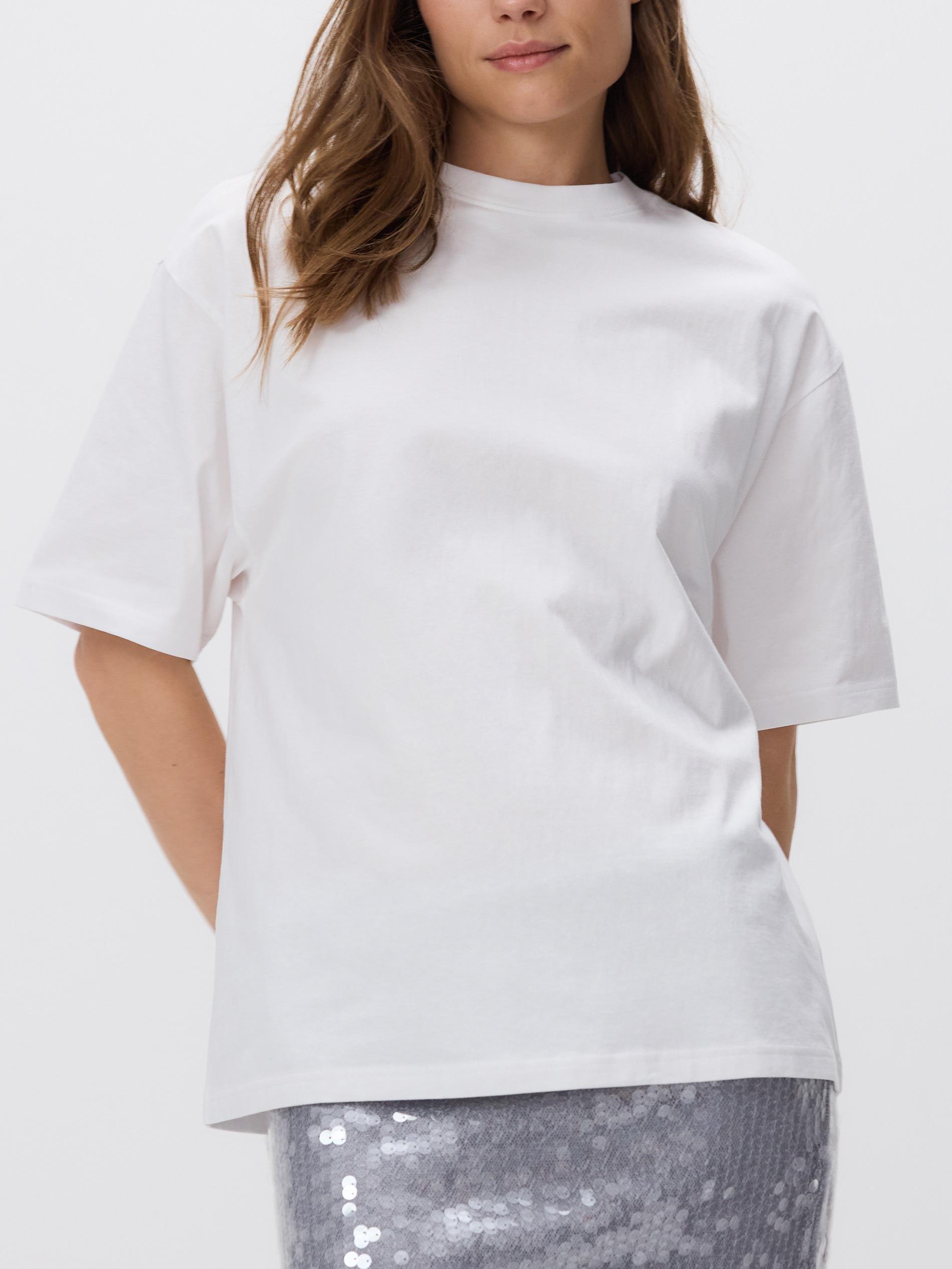 White Oversized T-Shirt With A High Cotton Content, , large image number 1
