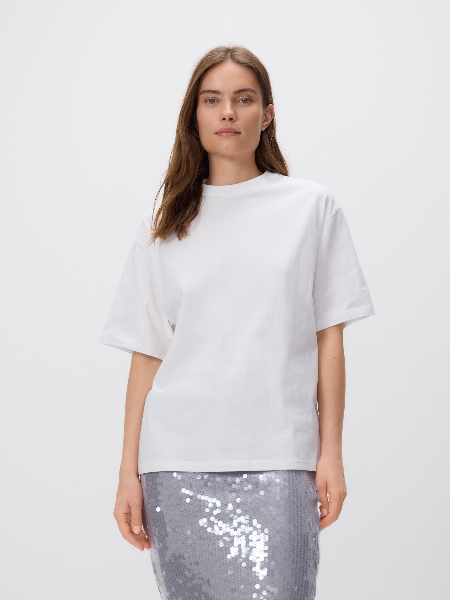 White Oversized T-Shirt With A High Cotton Content, , large image number 2