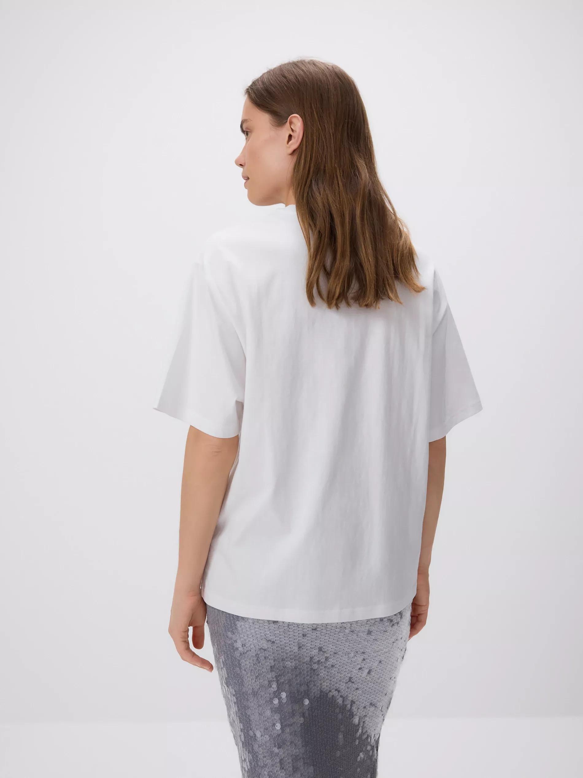 White Oversized T-Shirt With A High Cotton Content, , large image number 3