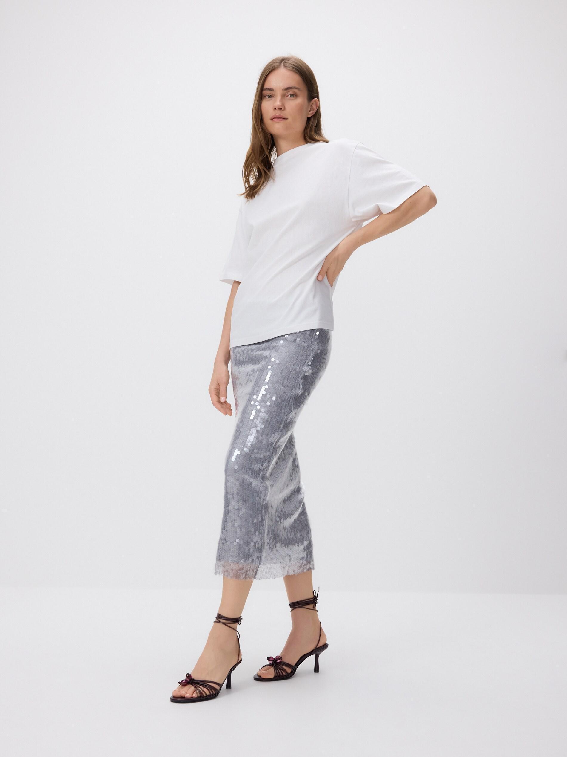 White Oversized T-Shirt With A High Cotton Content, White, large image number 3