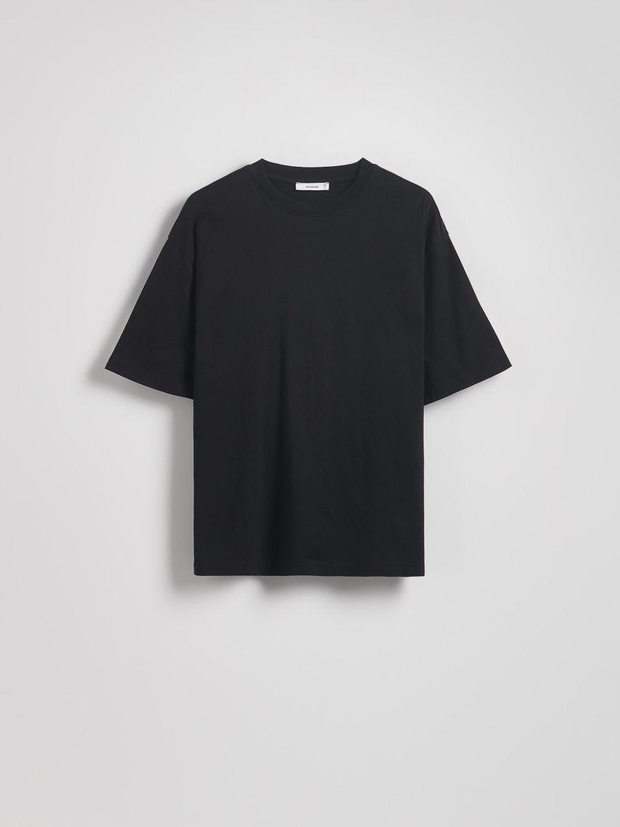تيشيرت بقصة واسعة مع بنسبة قطن عالية أسود, Black, medium
