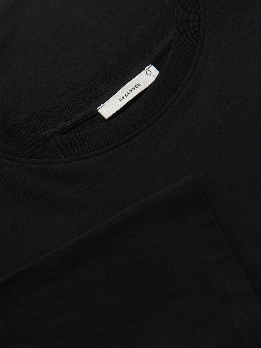 تيشيرت بقصة واسعة مع بنسبة قطن عالية أسود, Black, medium