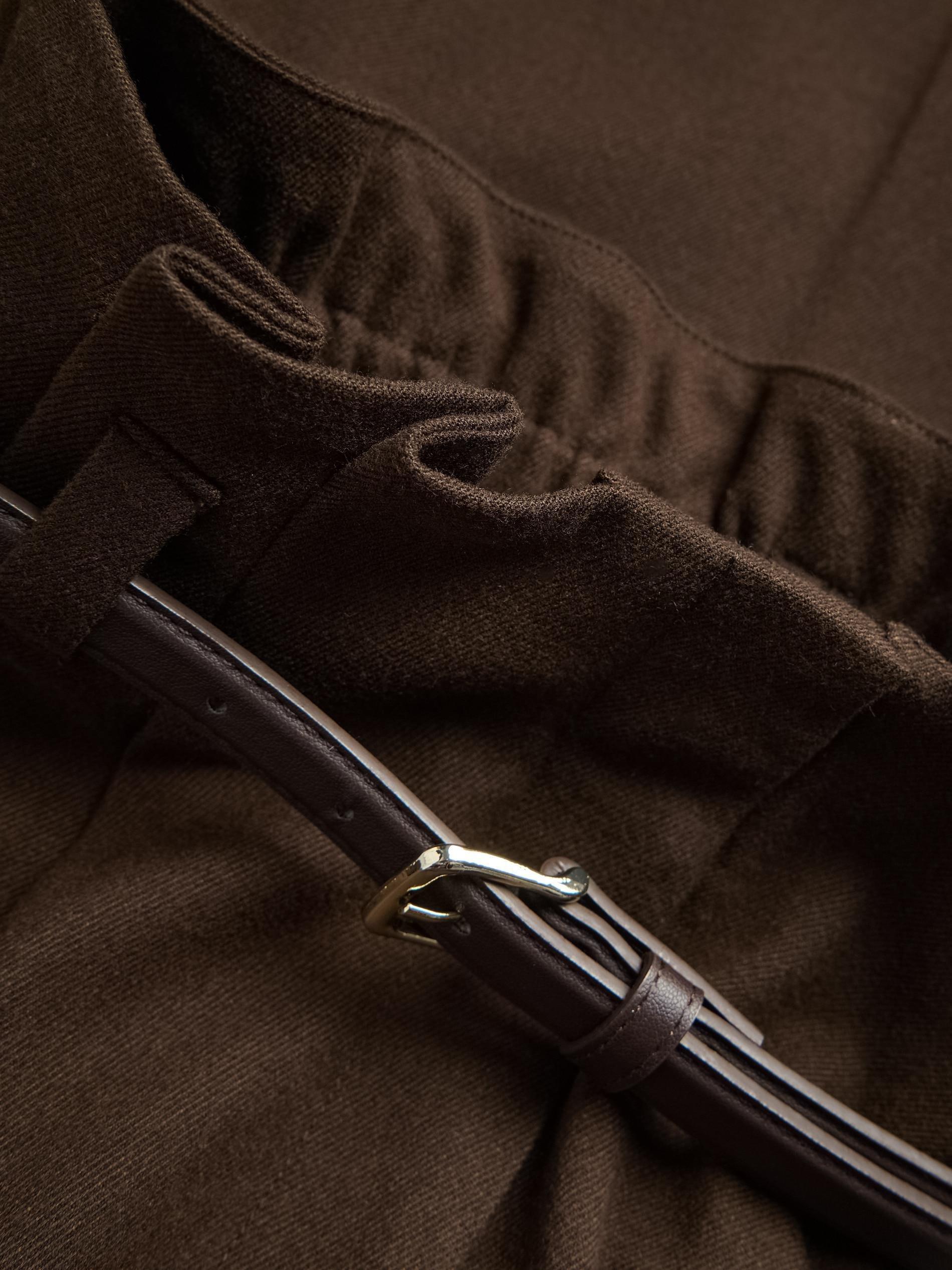 Brown Trousers With Tie Waist Belt, Brown, large image number 5