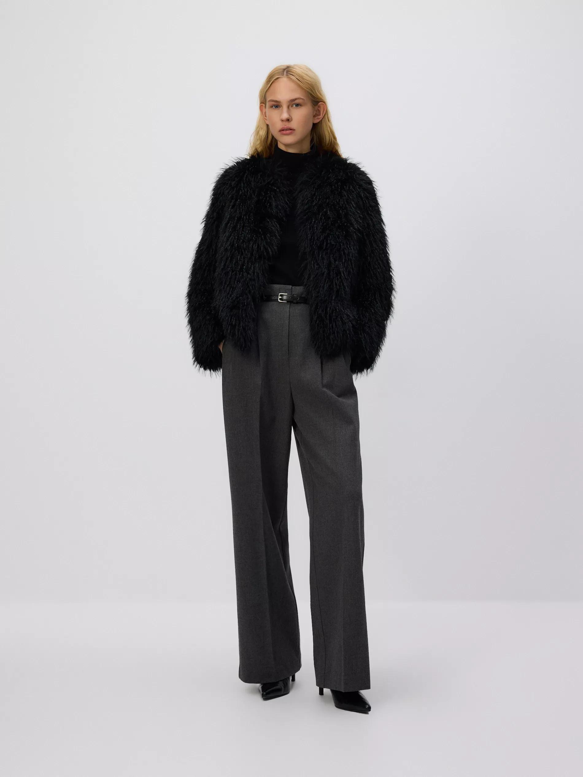 Grey Trousers With Tie Waist Belt, Grey, medium