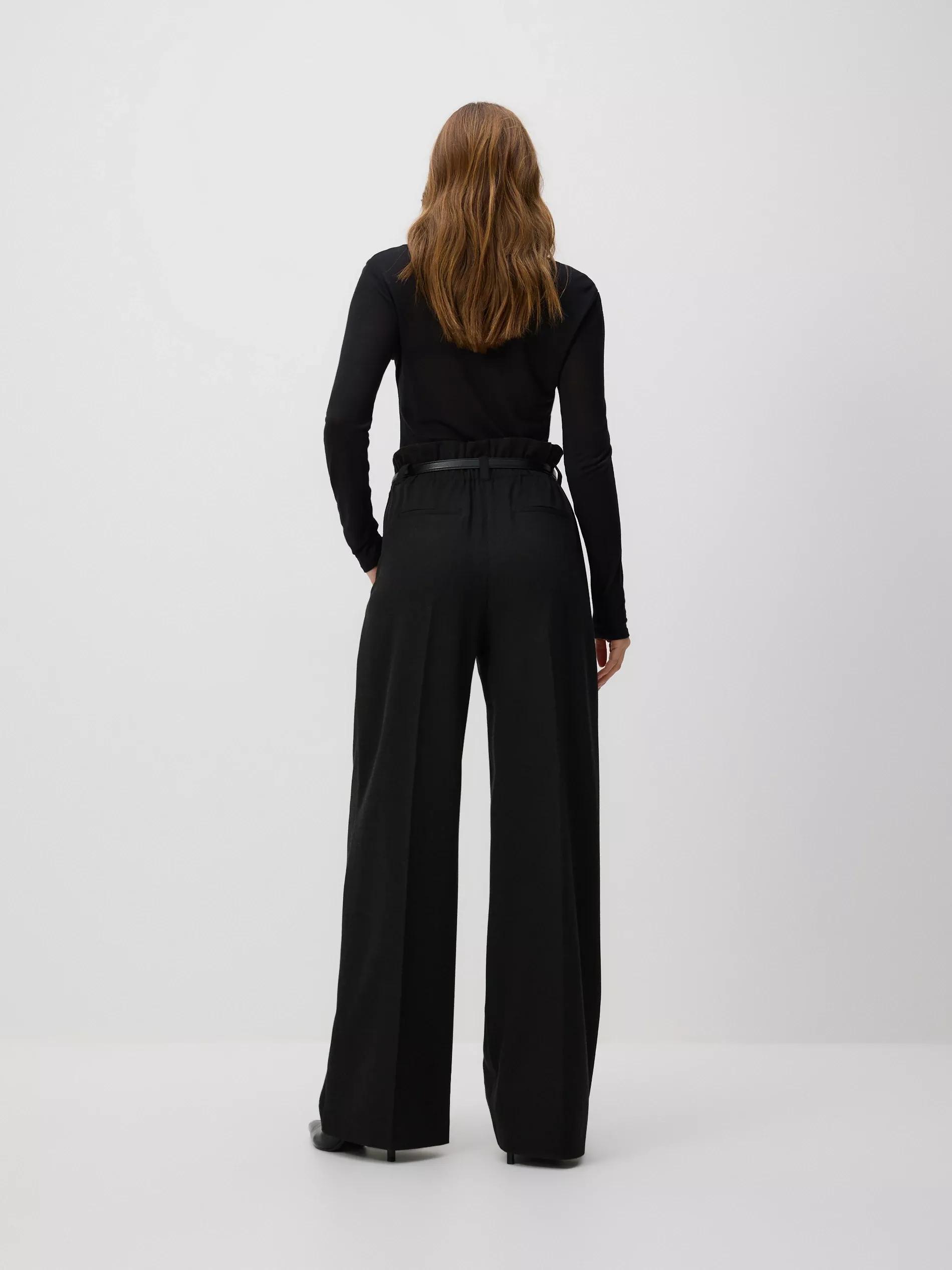 Black Trousers With Tie Waist Belt, Black, large image number 3
