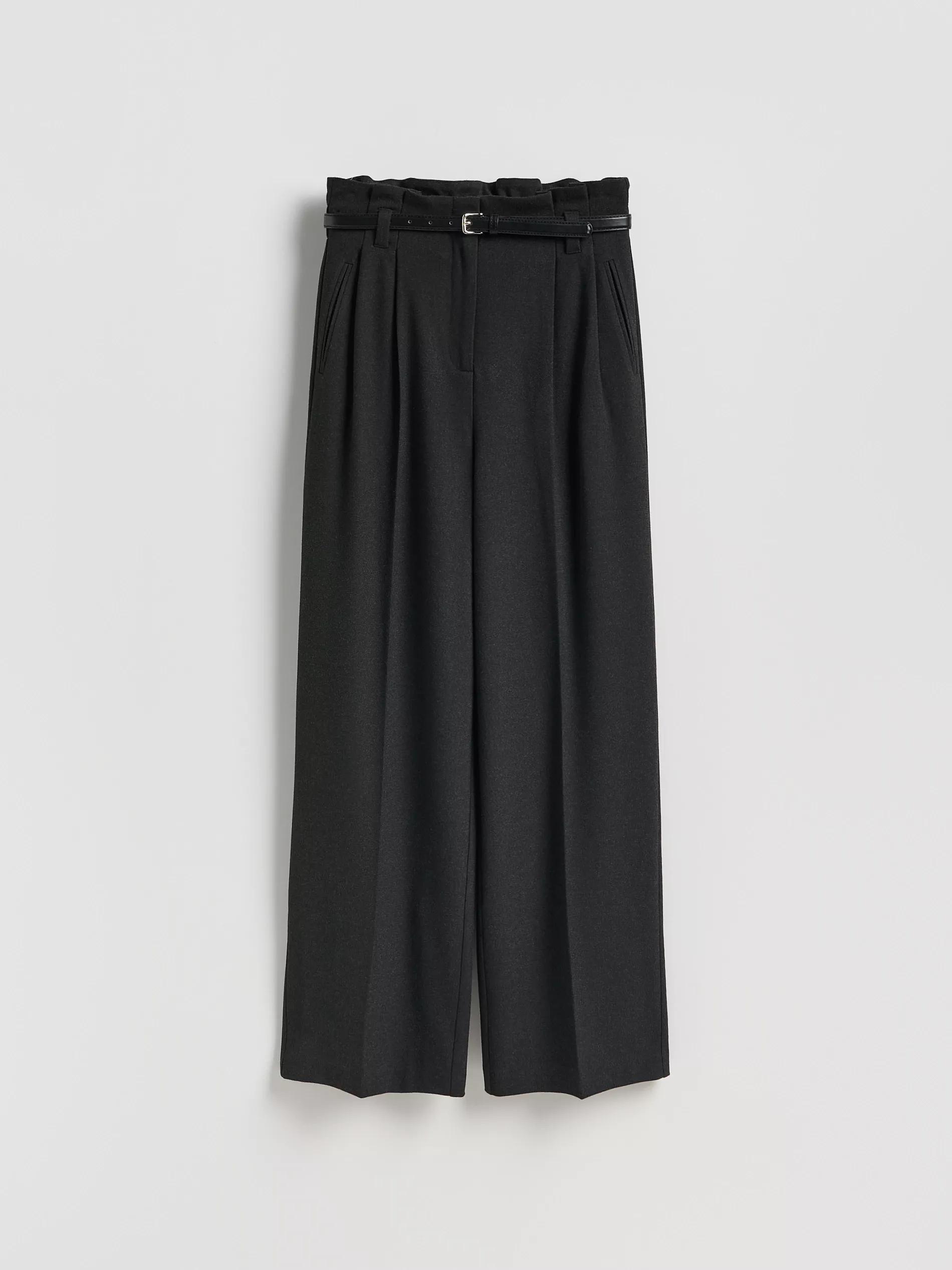 Black Trousers With Tie Waist Belt, Black, large image number 4