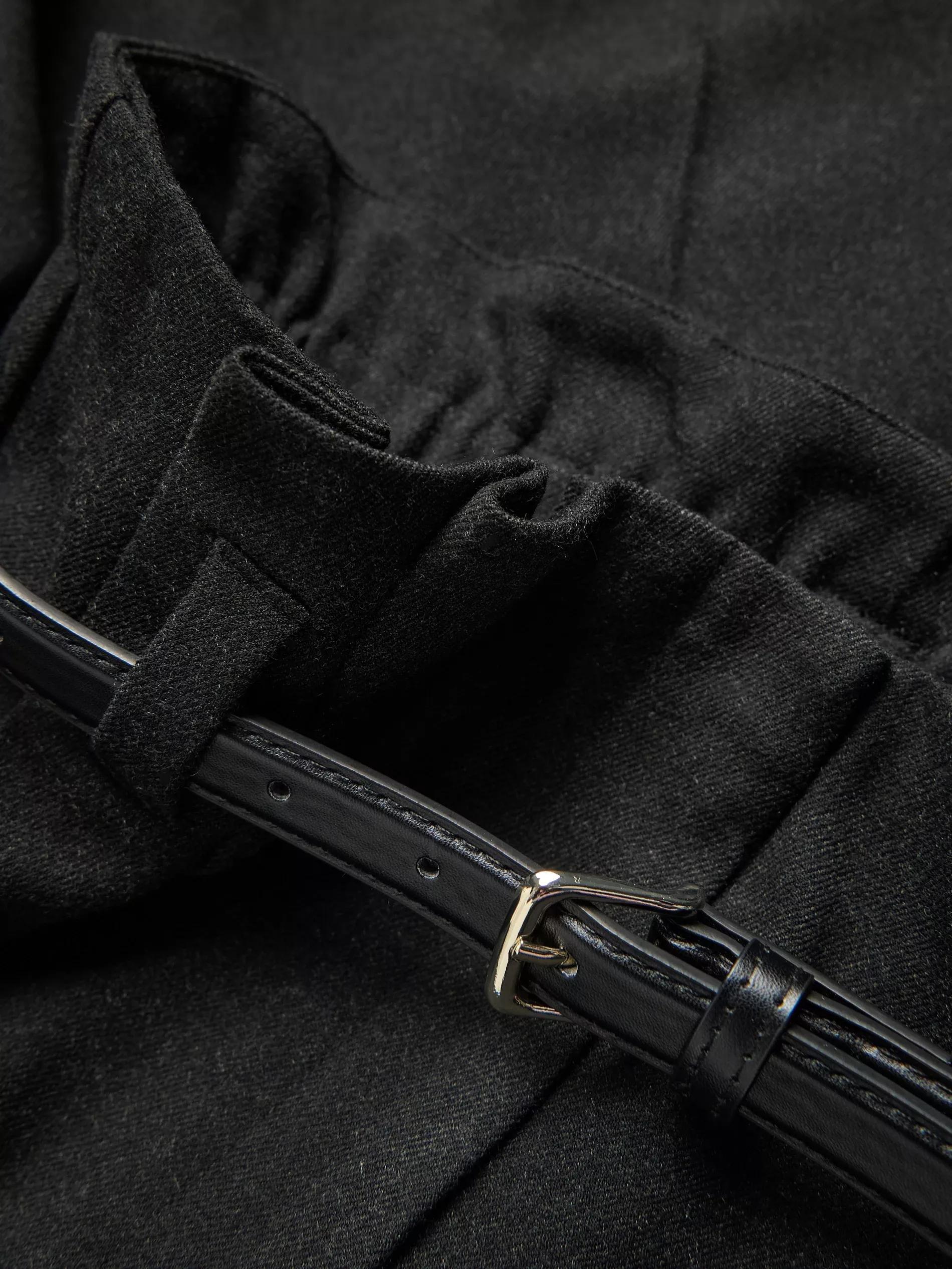 Black Trousers With Tie Waist Belt, Black, large image number 5