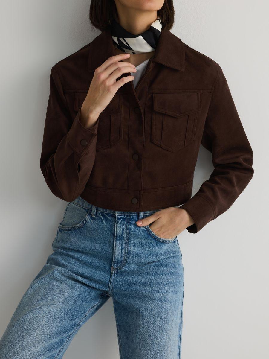 Brown Short Jacket With Collar, , large image number 2