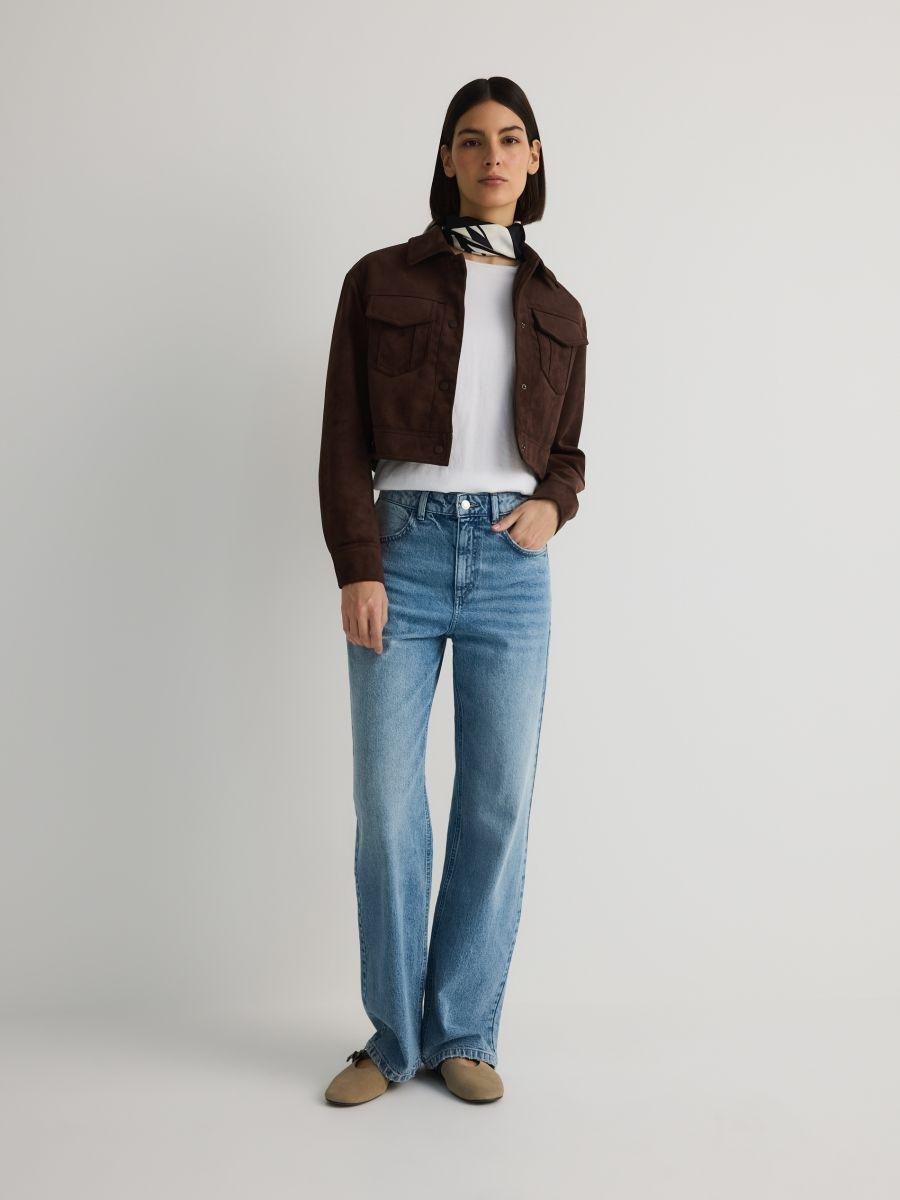 Brown Short Jacket With Collar, , large image number 3
